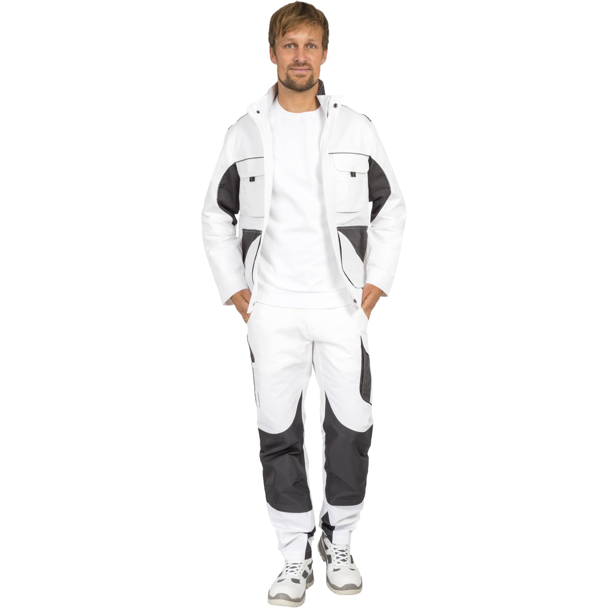 Leibwächter Dynamic Line Arbeitshose Herren Stretch, Bundhose mit Knieverstärkung, Atmungsaktive Arbeitskleidung mit Oxford-Knietaschen für Handwerk, Montage und BAU