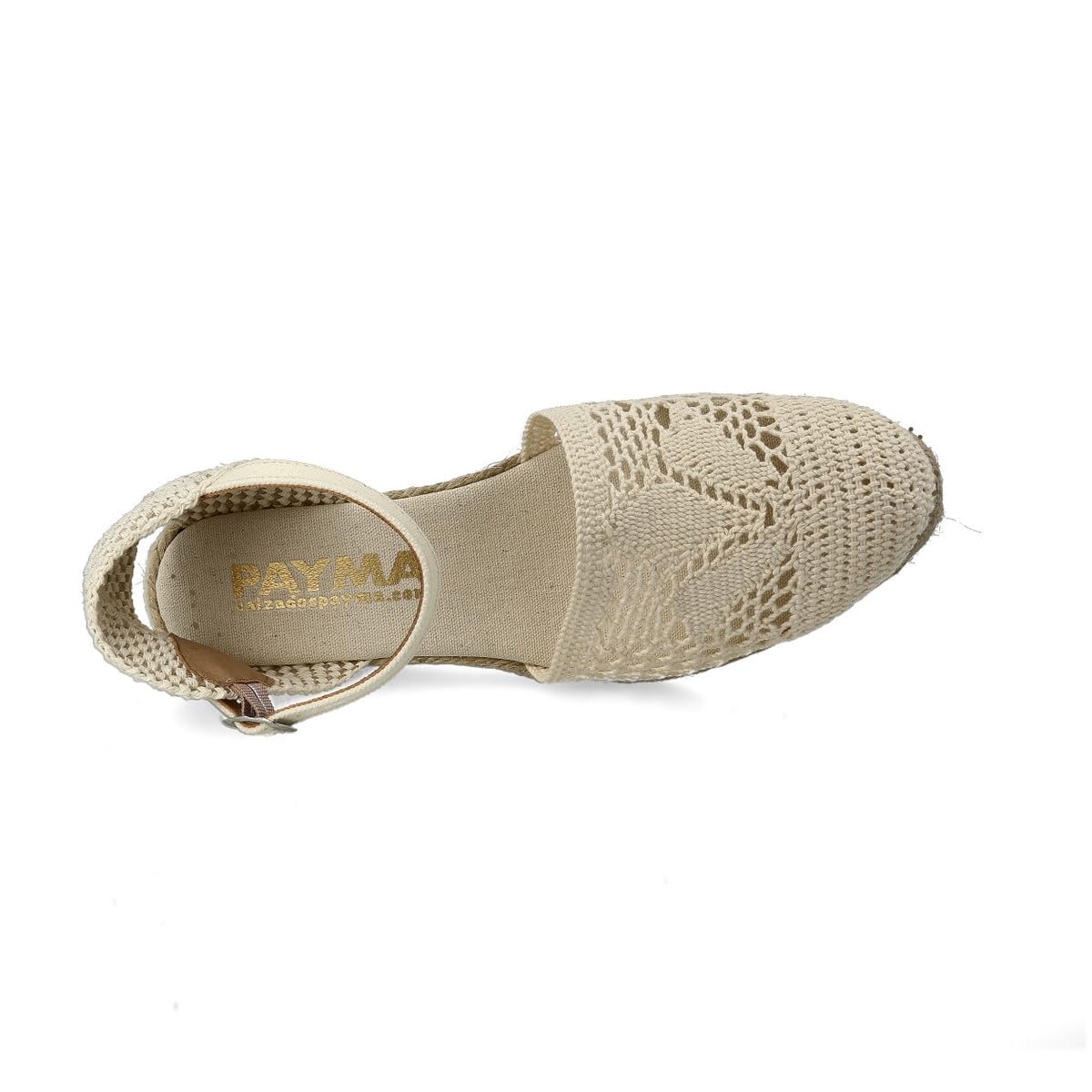 Damen Jute Gehäkelte Keilsandalen. Schuhe aus Spanien. Wedges Espadrilles mit Niedrigem Hacke. Innenpflanze mit Stoff Gepolstert. Knöchelschnalle und Knöchelriemen