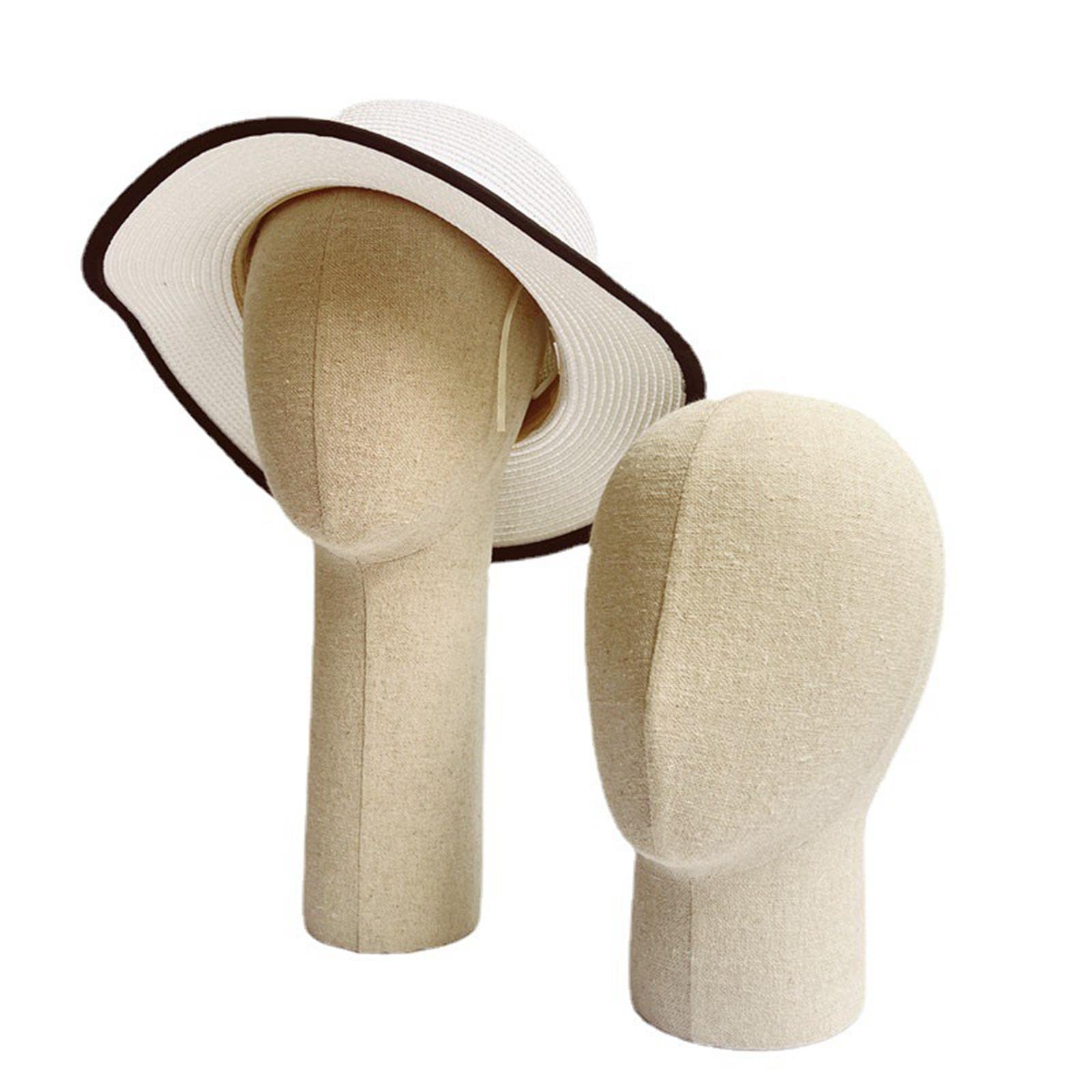 Espositore per Cappelli, Parrucche, Occhiali E Teste in Lino, Modello per Uso Aziendale con Base, Opzione 3-Stile corto