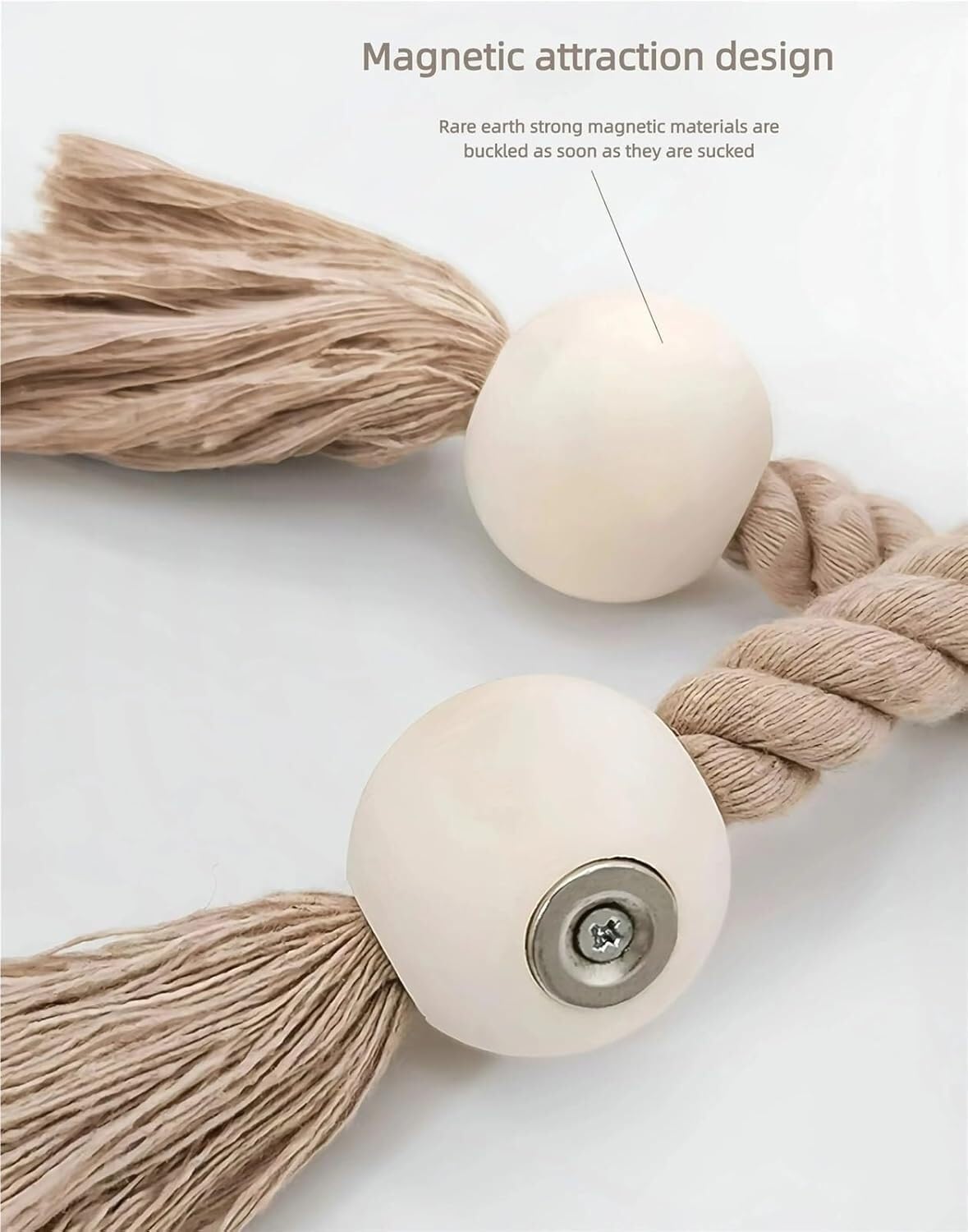Embrasses de Rideaux, Lot de 4 embrasses de Rideaux magnétiques en Bois Massif tissé à la Main, Style bohème