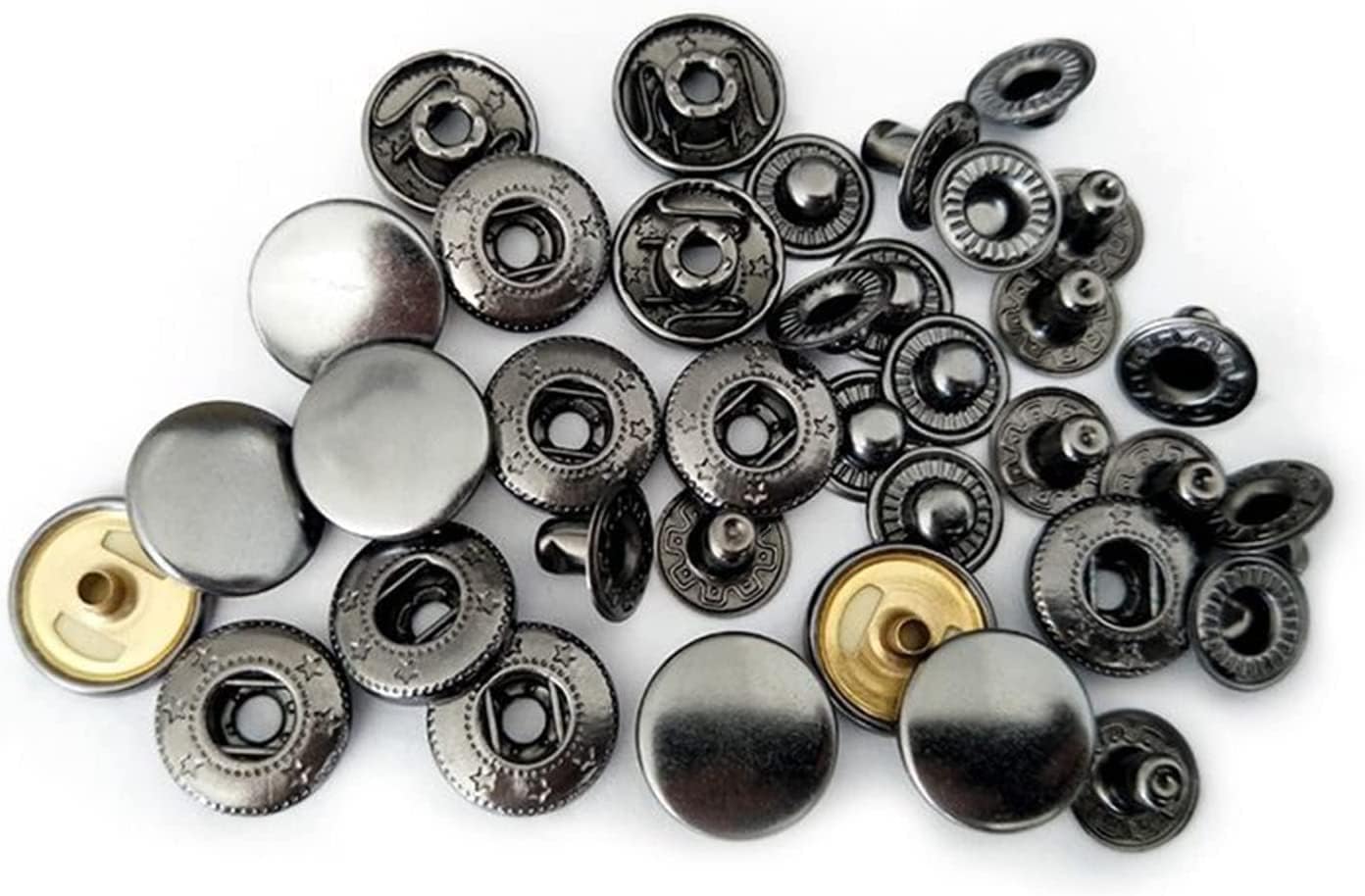 EFARMA Snap Buttons,10 Sets 10/12/15/17/20mm Metal Sewing Button Snap Button Fasteners Clothing Sewing Accessories, Gold, 12mm (Color : Black, Size (Color : Bronze, Size : 10mm)