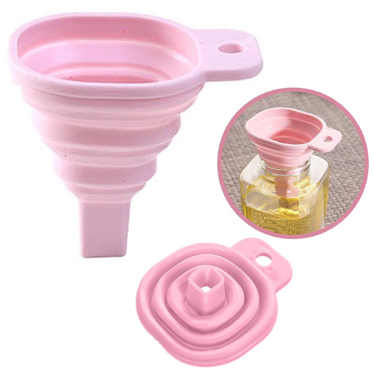 Srutueo Novelty silicone folding funnel telescopic long Style funnels for household liquid dispensing Kitchen Gadgets pink