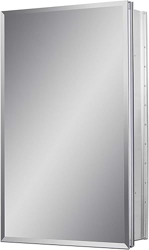 Miniatura 4 de Fundin Espejo de baño de aluminio solo para montaje empotrado, con puerta de espejo de doble cara sin marco, 15 pulgadas x 24 pulgadas