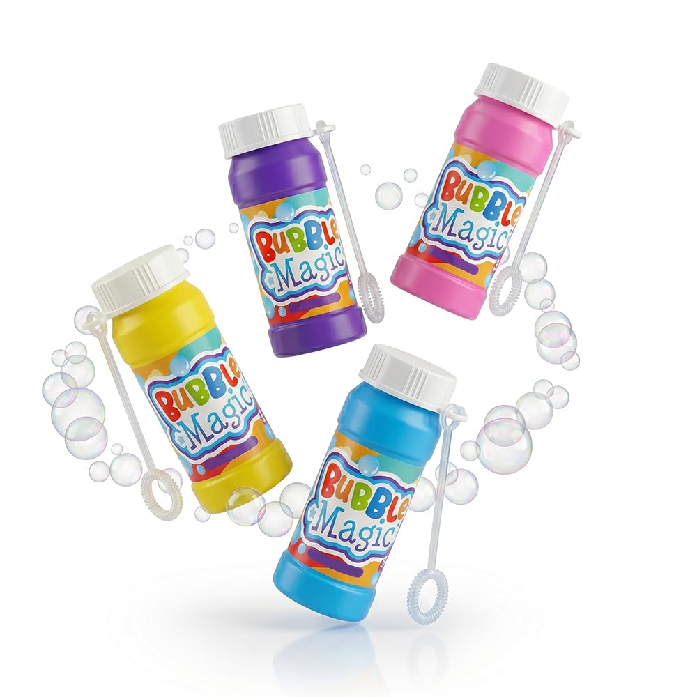 ZOPPER Bubble Tubs with Wands 24 x 50ml Kids Party Bag Fillers, Outdoor Summer Toys & Bubble Party Favours Assorted Colours
