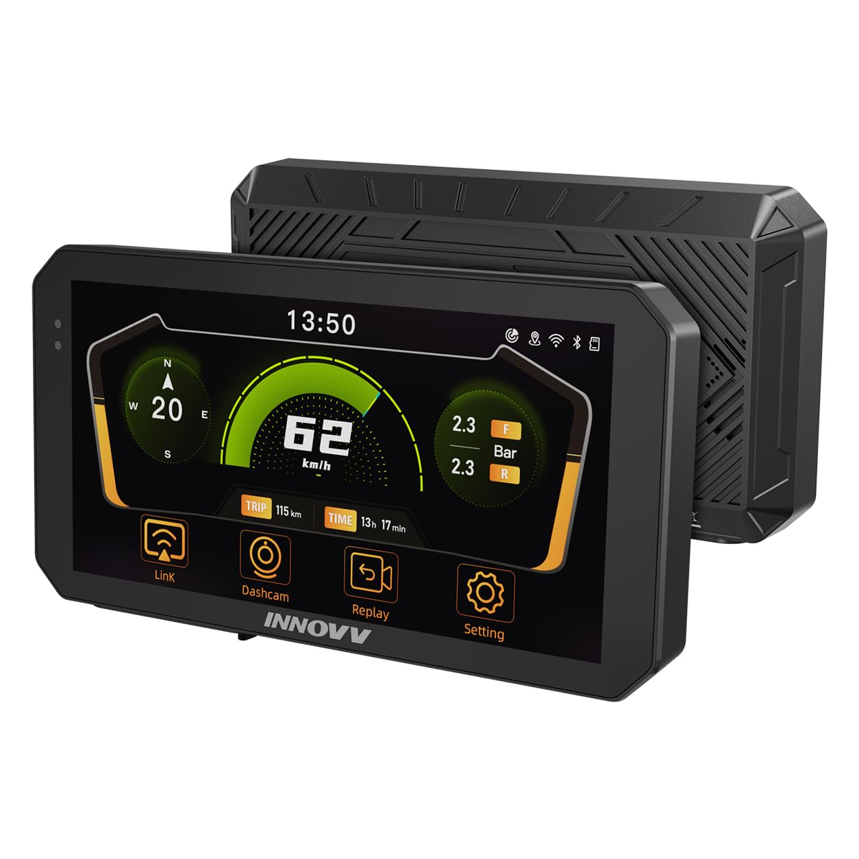 N2 Pantalla Apple CarPlay de 6 pulgadas para motocicletas, pantalla táctil, sistema de navegación GPS Apple CarPlay y Android Auto inalámbrico, WiFi 5G, impermeable IP67, Bluetooth, modo de