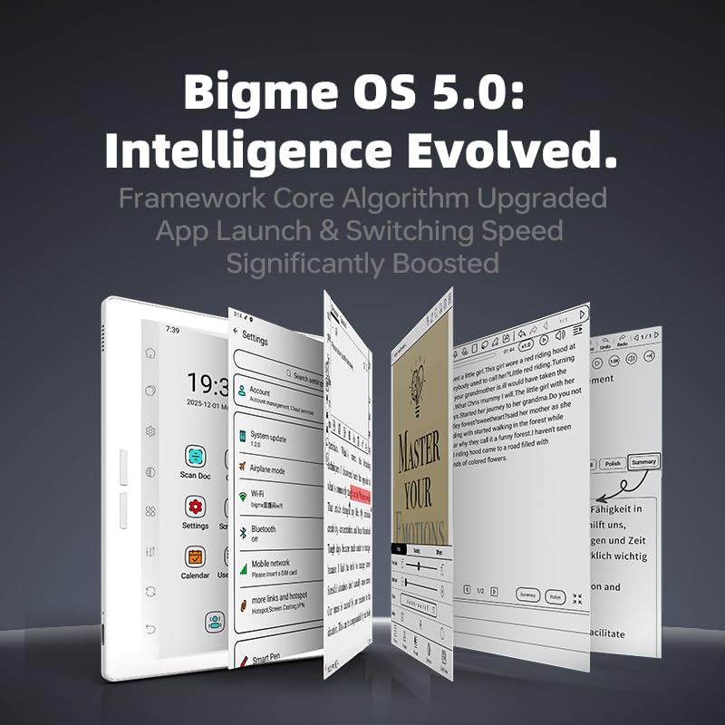 Image of Bigme B751C S Ebook Reader, 4GB+64GB Color Android 14 OS ePaper Tablet, White