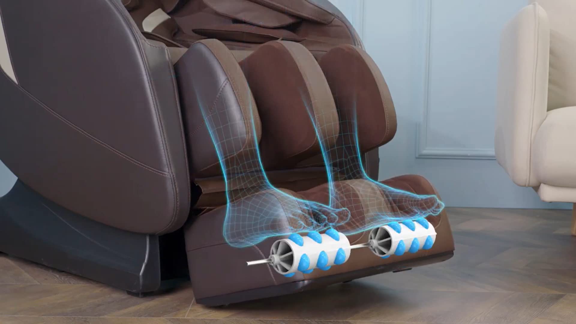 Fauteuil de Massage 4D Deluxe Blanc | Relax électrique | Massant pour Tout Le Corps | Télécommande | 6 Programmes Automatiques | Bluetooth