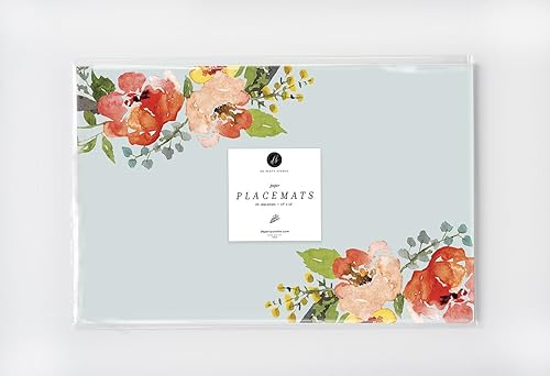 Miniatura 3 de DB - Juego de 25 manteles individuales de papel, diseño floral desechable, ideal para bodas, fiestas de cumpleaños, aniversario, fiesta,