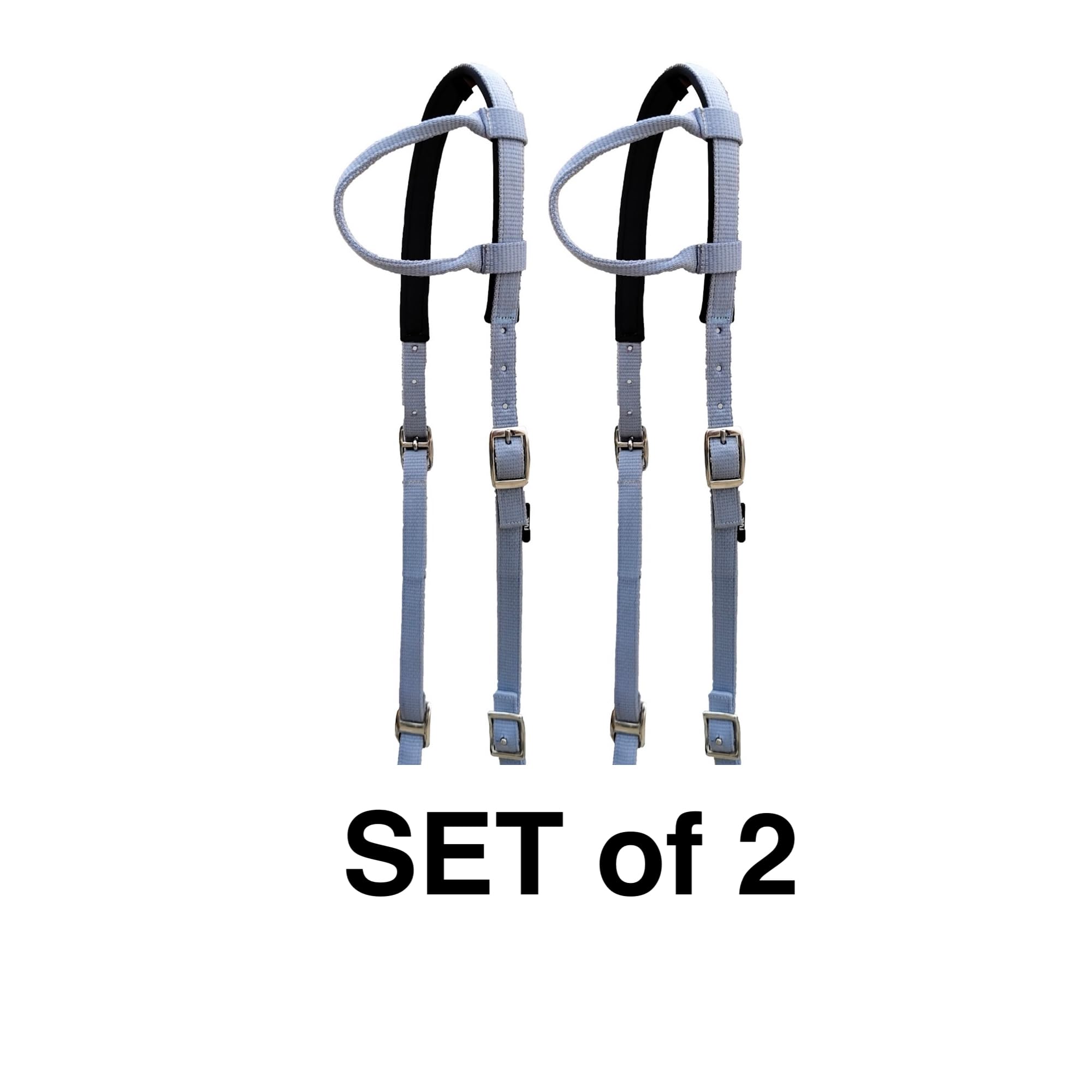 Majestic Ally Nylon Padded Sliding Single Ear Headstall for Horses- Set of 2 - Multiple Colors (Gray, Full) - Image 2