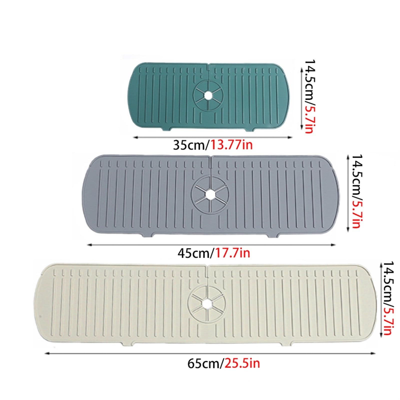 Tappetino in silicone per lavello con design increspato d'acqua, grande tappetino per rubinetto per il lavandino del bagno, protezione (verde, 61 x 14,5 x 0,5 cm), impermeabile, antiscivolo