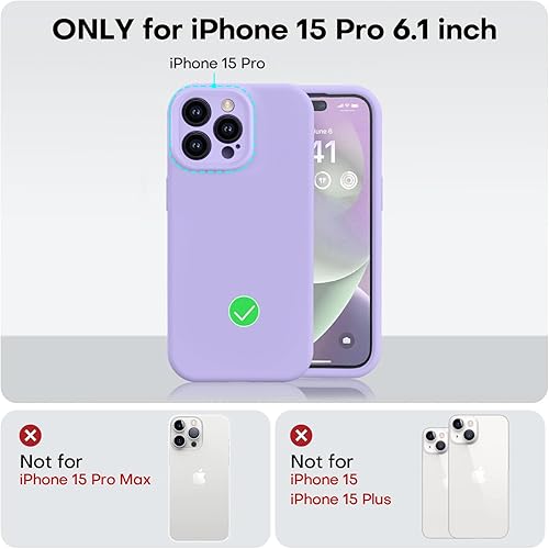 Miniatura 5 de Vooii Funda compatible con iPhone 15 Pro, silicona líquida mejorada, protección mejorada de la cámara forro de microfibra suave antiarañazos a