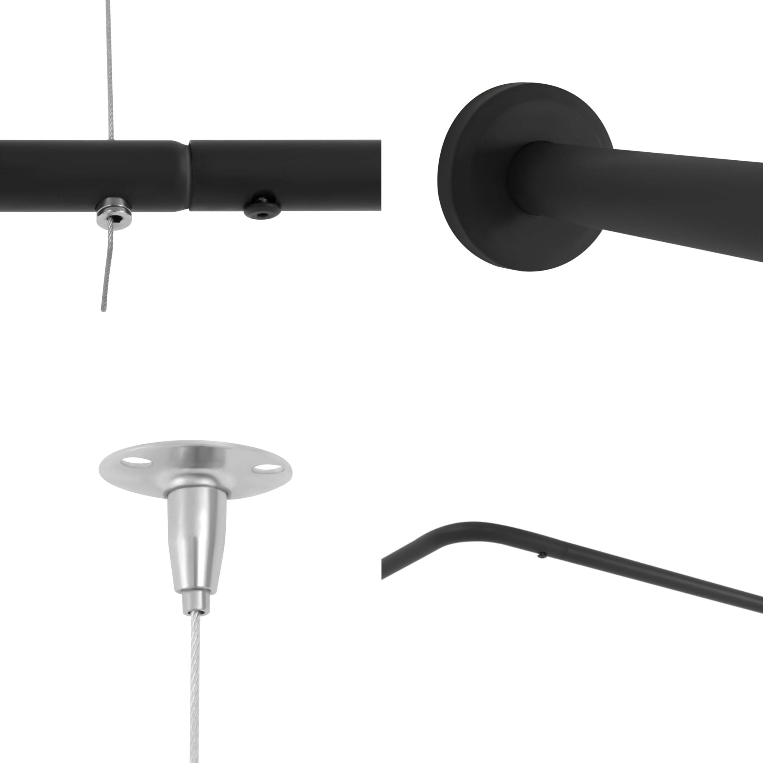Soporte para barra de cortina de ducha en forma de U, de acero inoxidable, 150-190 cm, longitud ajustable, montaje en pared, barra de ducha telescópica, barra de ducha extensible para baño, armario