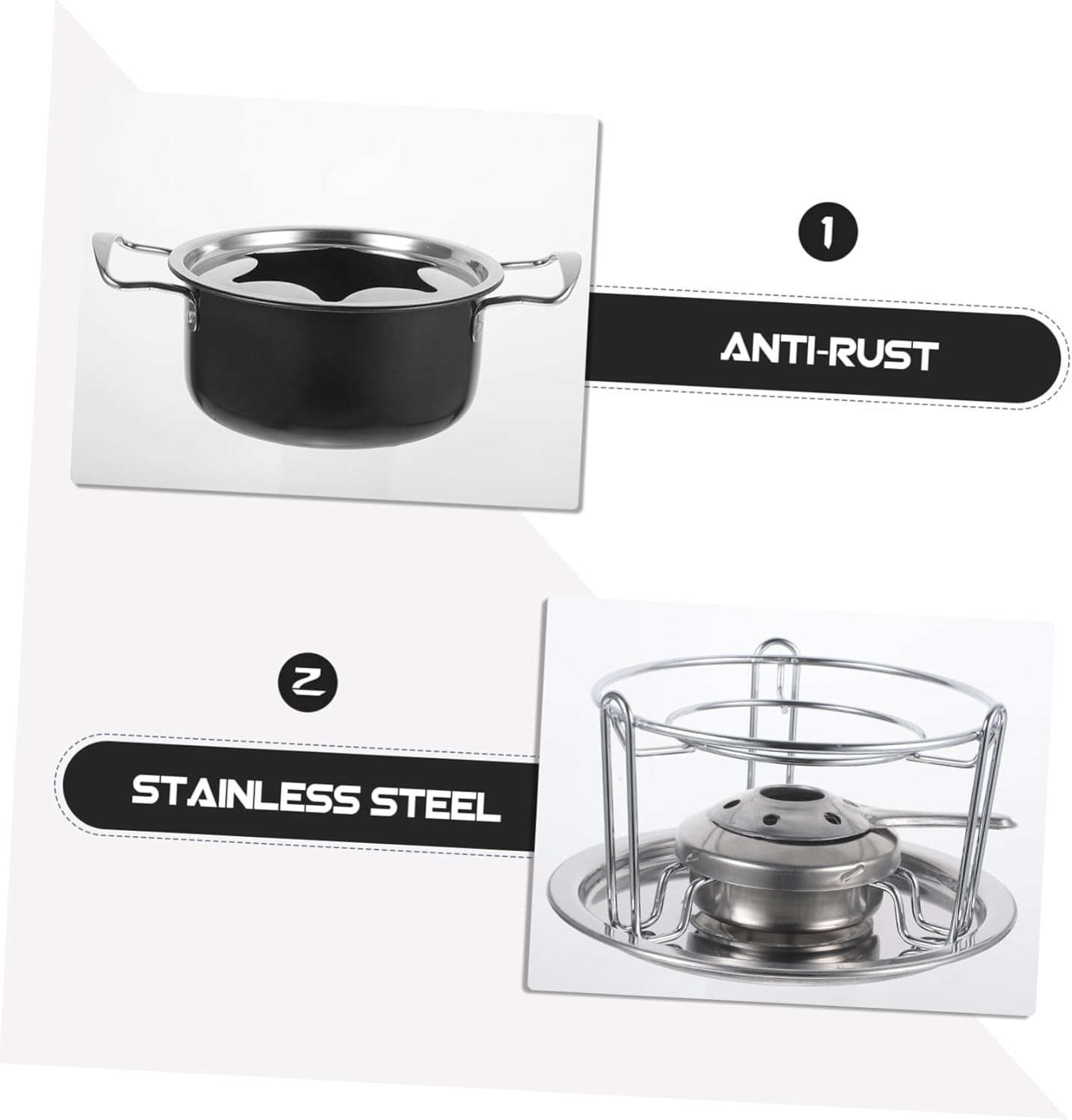 KICHOUSE 1set Stainless Steel Chocolate Melting Pot Non-stick Diy Tool for Melting Cheese Ice Cream and Candy for Home Baking and Fondue Parties