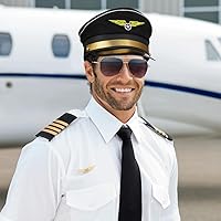 Vista 2 de Sombrero de disfraz de aerolínea para niños, sombrero de piloto ajustable