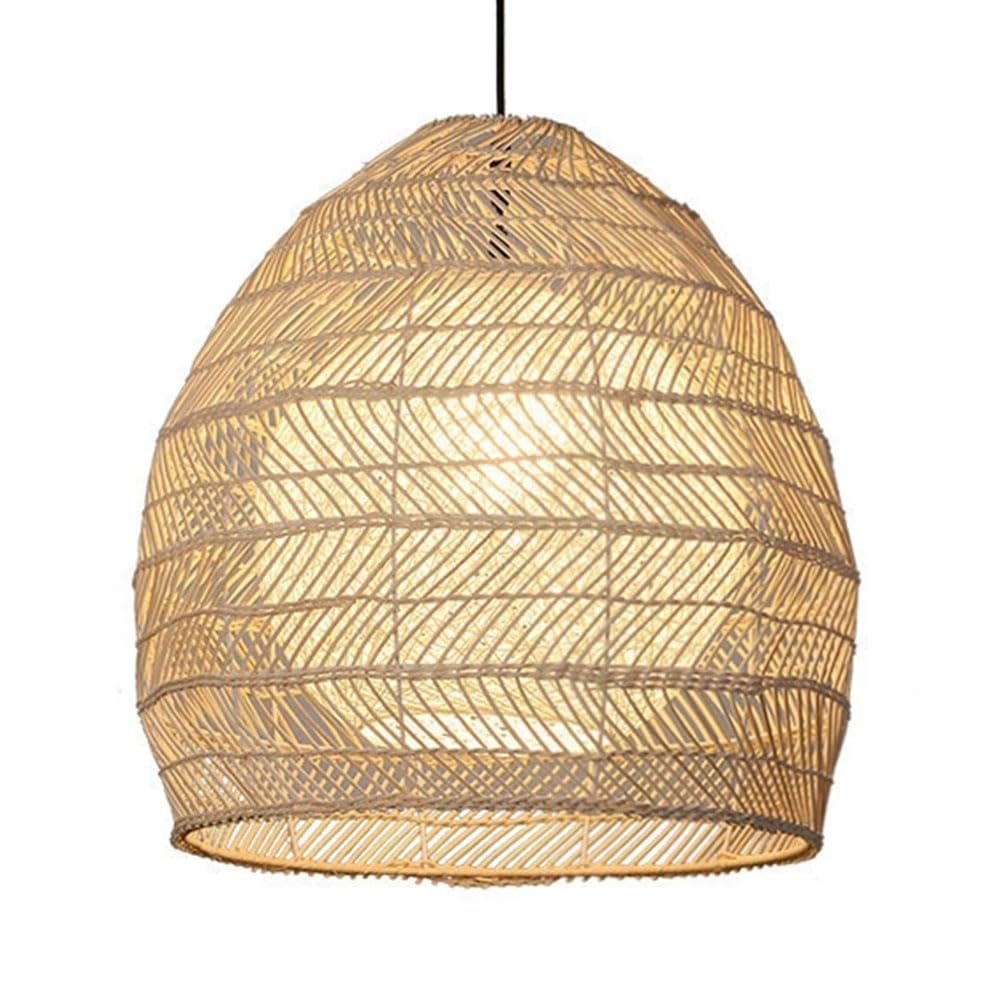 CSSYKV Japanese Style Rattan Basket Pendant Lamp Creative Hollow Design Southeast Asian Rural Style Hanging Light E27 Base Vintage Large Rattan Light Fixtures for Living Room Hotel Lobby Study