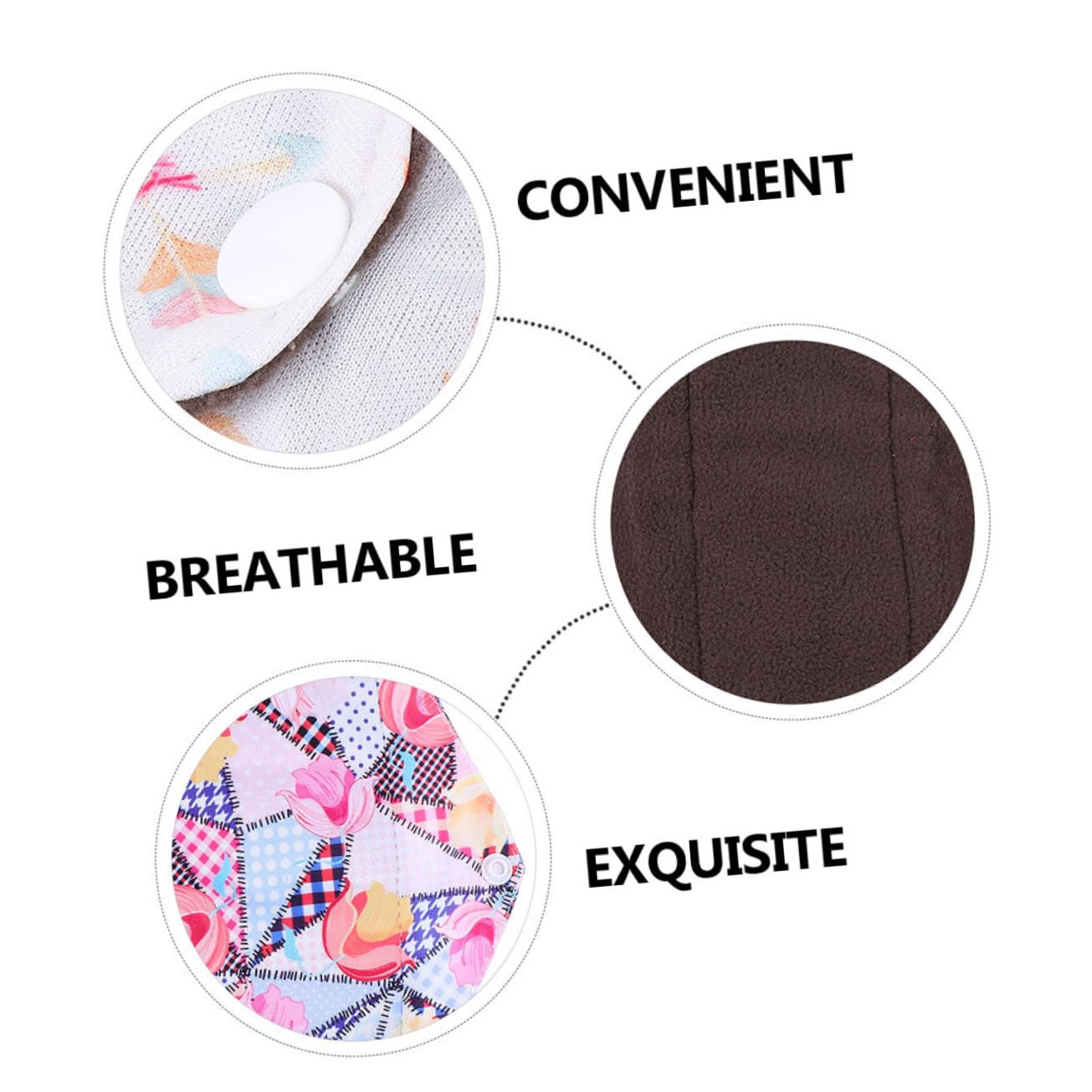 Toalla Sanitaria Menstrual Lavable de Fibra de Carbón 7 Piezas | Flujo Abundante, , Uso en Ejercicio y Viaje, Formato M, Mujeres Estilo Aleatorio