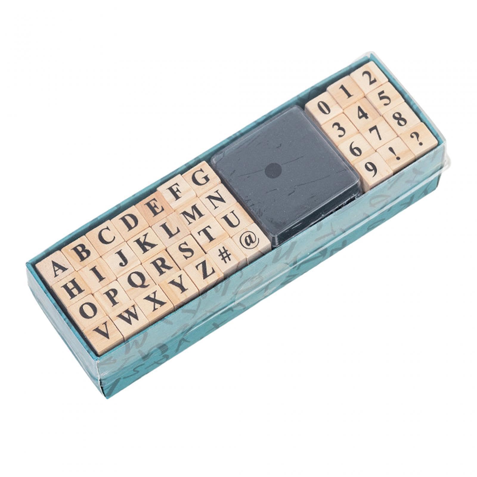 Lot de 10 tampons en bois avec lettres de l'alphabet et chiffres pour scrapbooking fournitures dessin journal style A