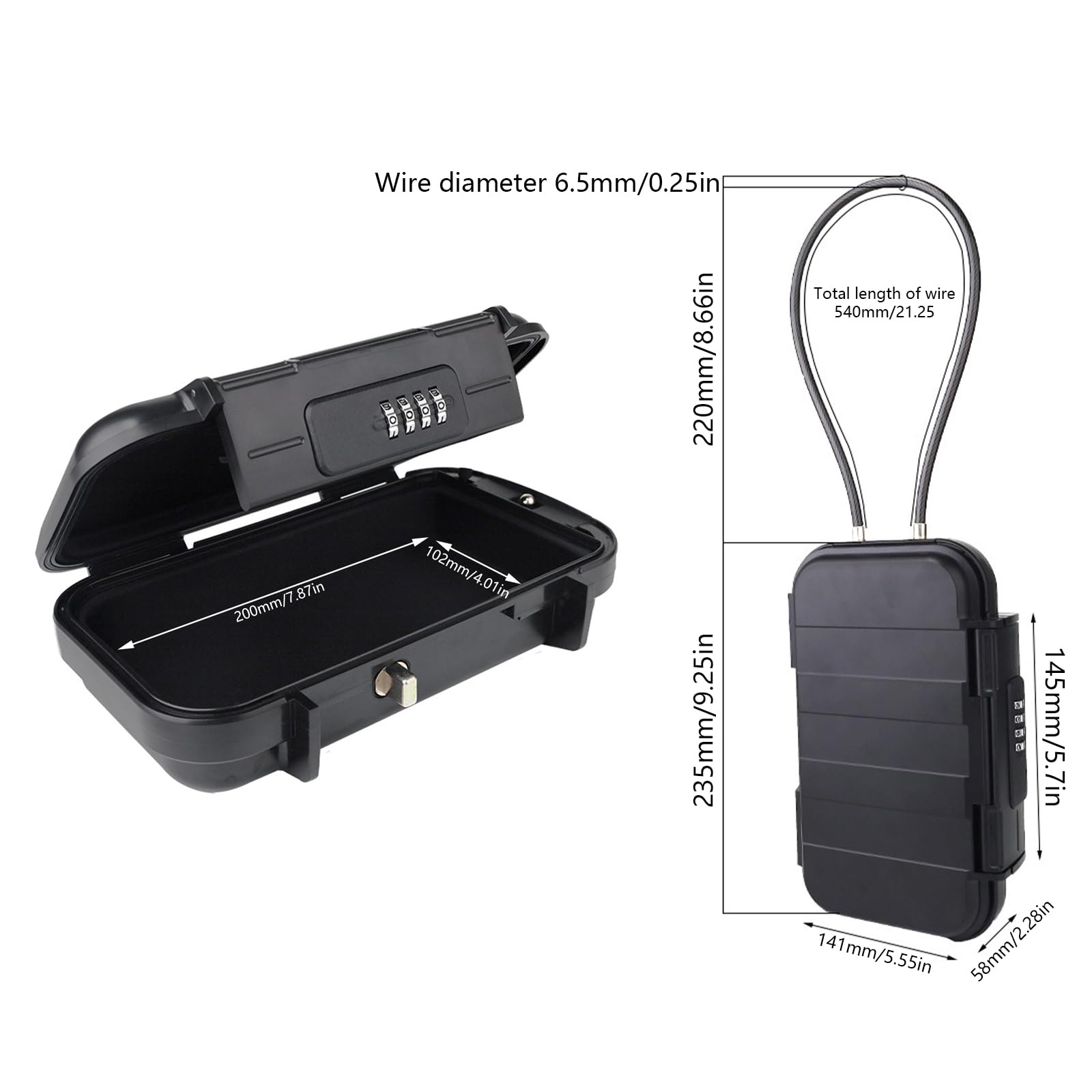 Cassetta di sicurezza da viaggio, scatola di sicurezza con combinazione di sicurezza, scatola di blocco portatile, per spiaggia, hotel, auto, ufficio, casa