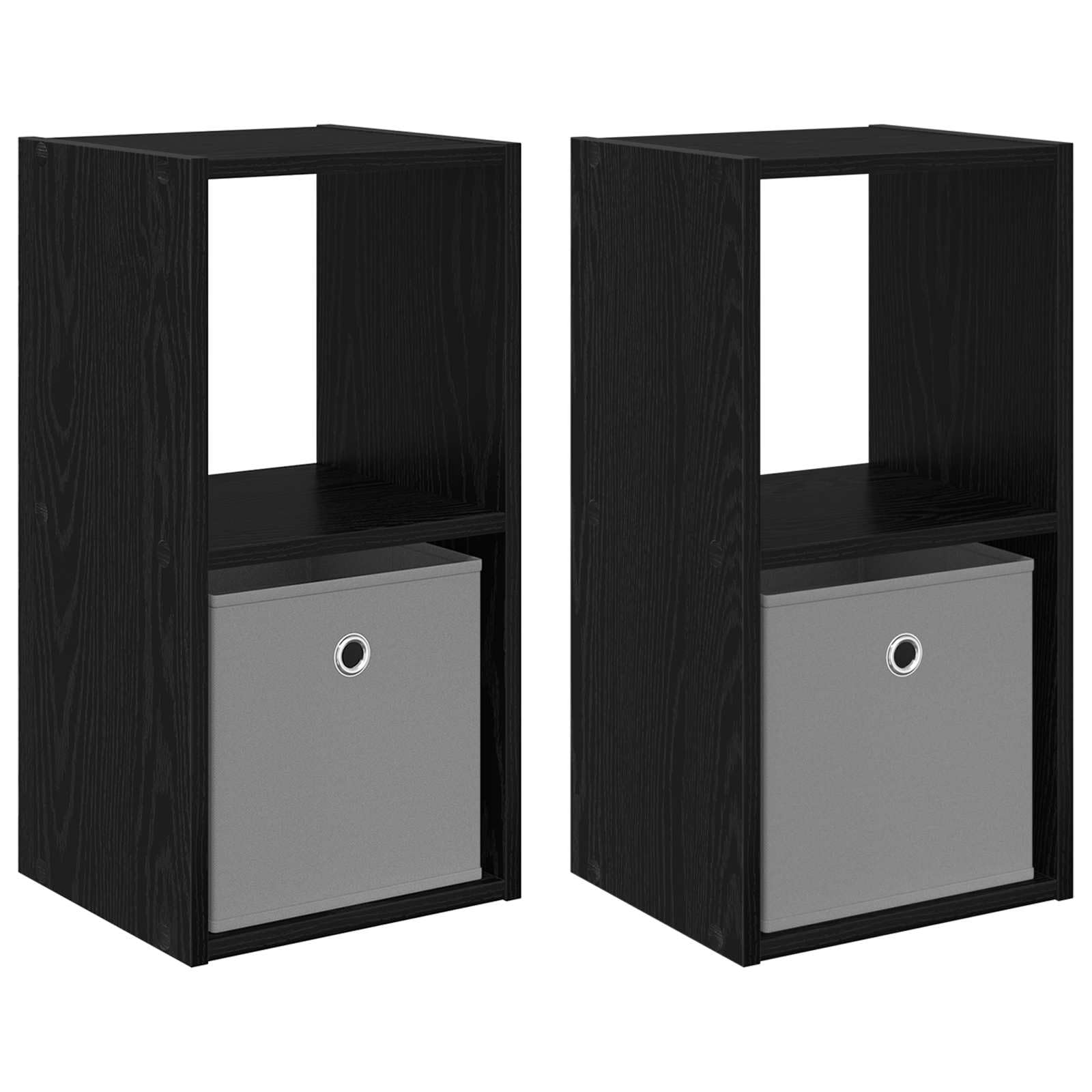 Générique Comodino, 2 pezzi, rovere nero, 30,5 x 27 x 59,5 cm, tavolino da notte moderno con cassetto e maniglia integrata, organizer intelligente per camera da letto, soggiorno o ufficio, design