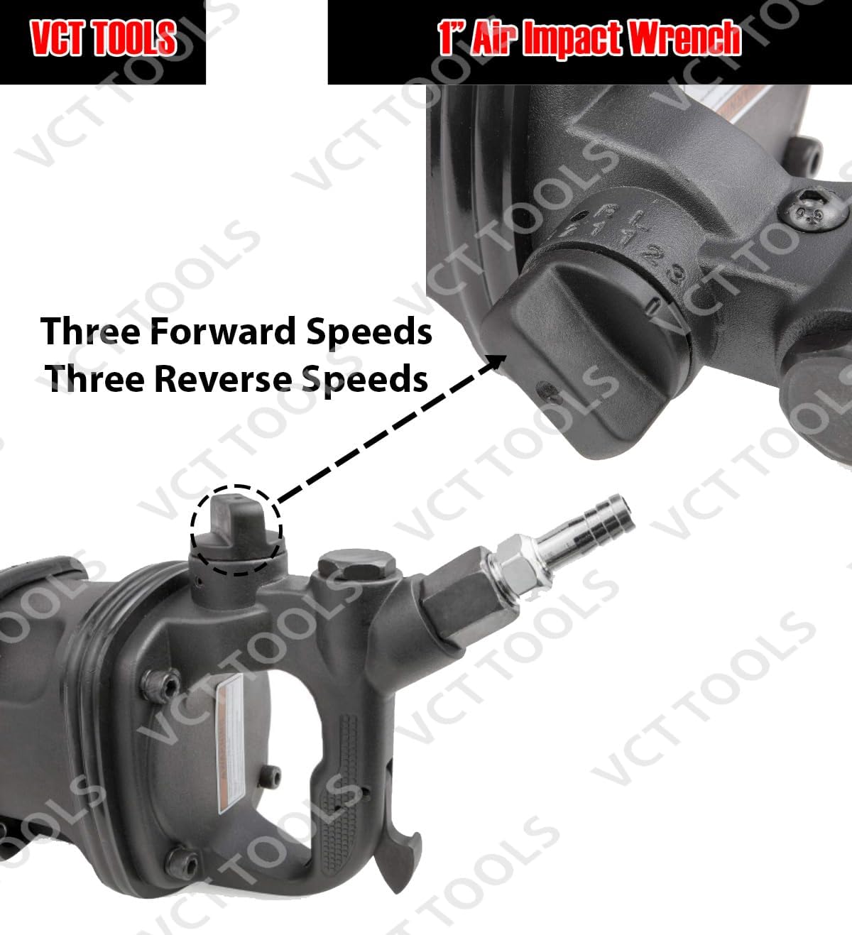 VCT 4000 Ft-lbs 1" Drive Air Impact Wrench Gun Long Shank Commercial Truck w /2 Sockets