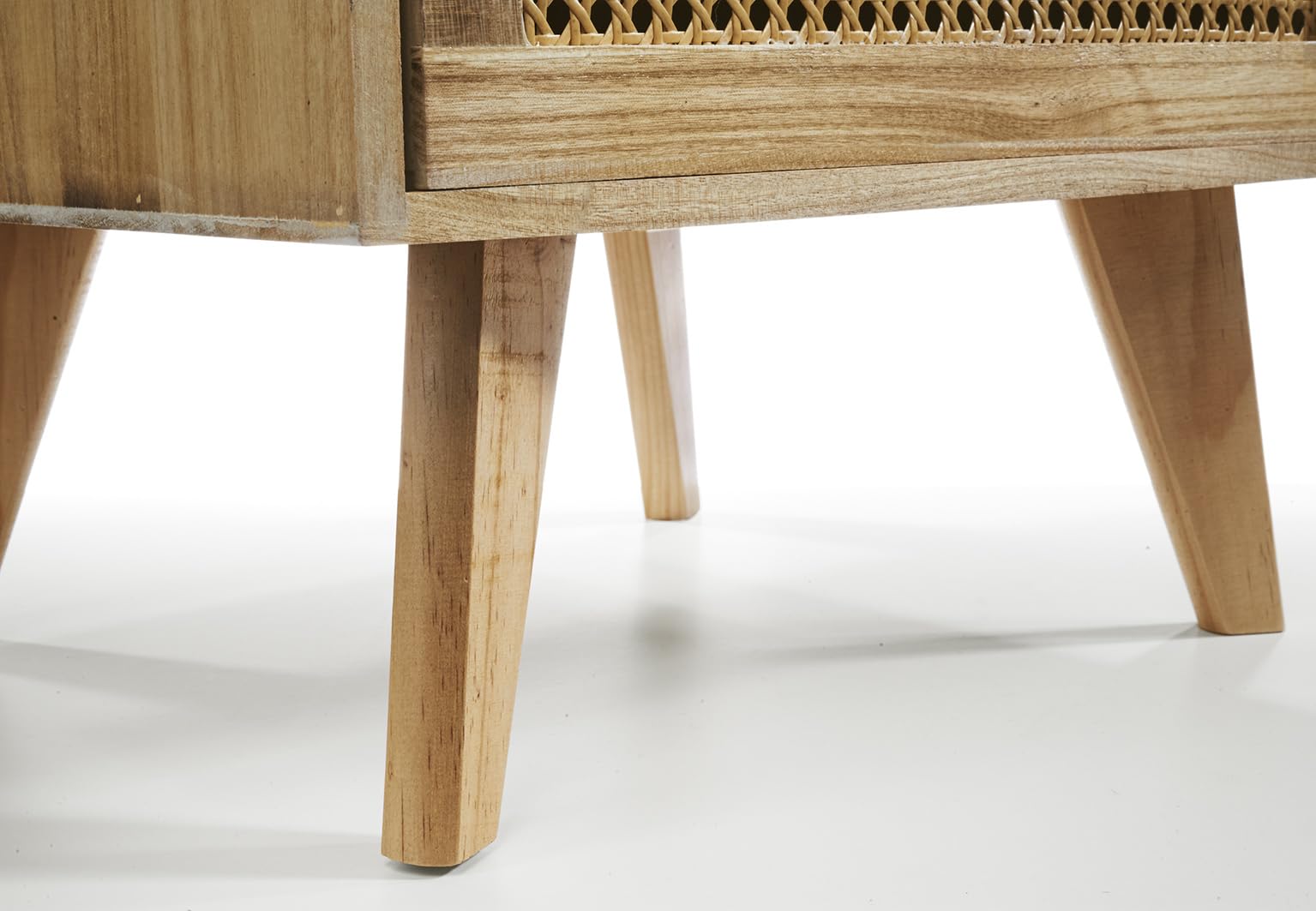 Kobolo Nachttisch Holz braun | 40x35x50 cm | Kleiner Nachtschrank mit Schublade & Fach | Kommode im Boho Vintage Look | Beistelltisch fürs Schlafzimmer Wohnzimmer Flur Wiener Geflecht