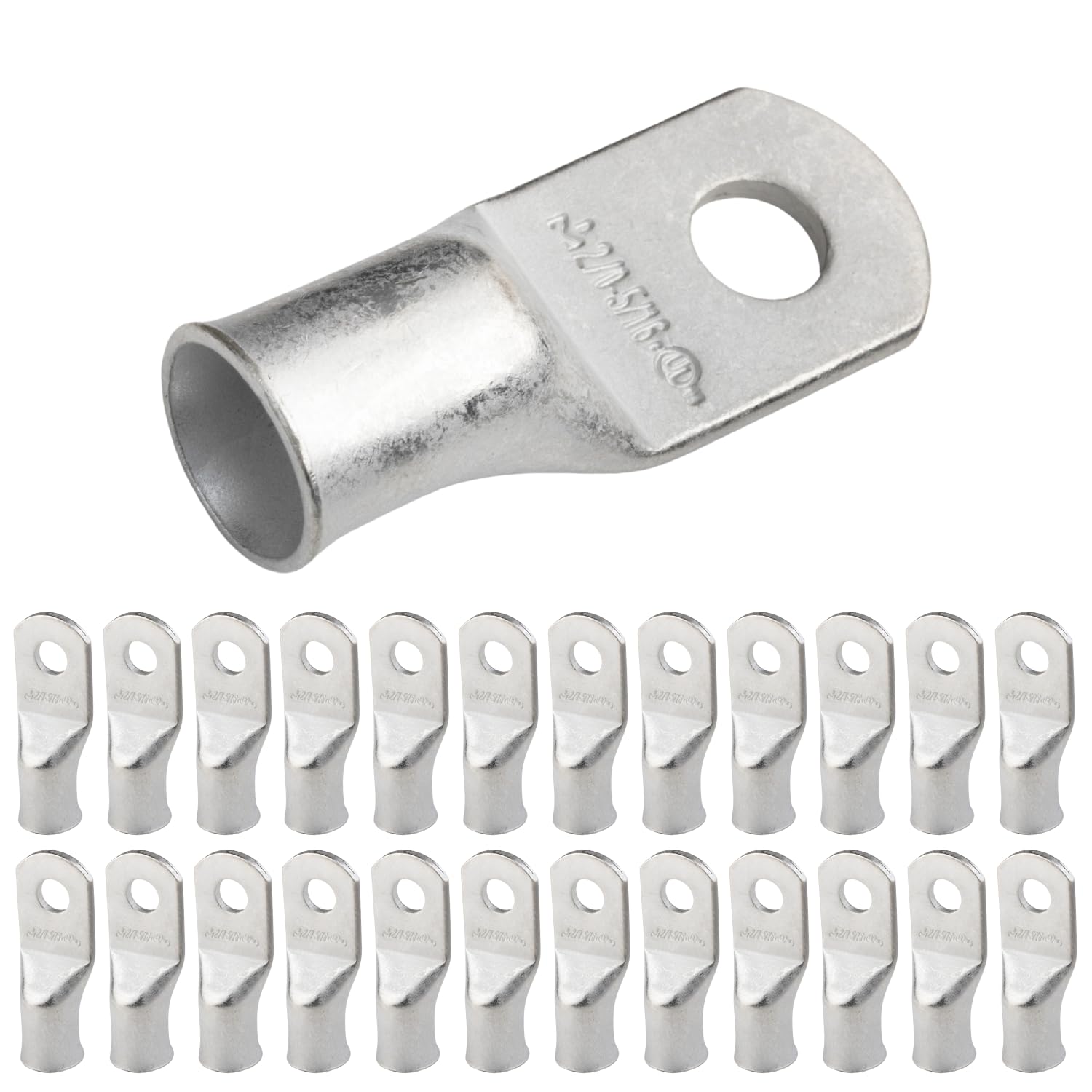 SELTERM 25pcs 2/0 AWG 5/16" Stud Marine Grade Tinned Copper Battery Cable Lugs, 00 Gauge Ring Terminals, UL Wire Lugs Electrical Battery Cable Ends, Tinned Copper Lugs Battery Terminal Connectors