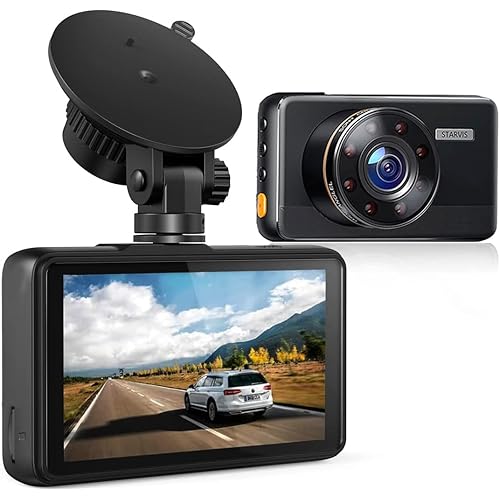 Dash Cam 1080P Full HD, 2 Mounting Options, On-Dashboard Camera Video Recorder Dashcam for Cars with 3" LCD Display, Night Vision, WDR, Motion Detection, Parking Mode, G-Sensor, 170° Wide Angle