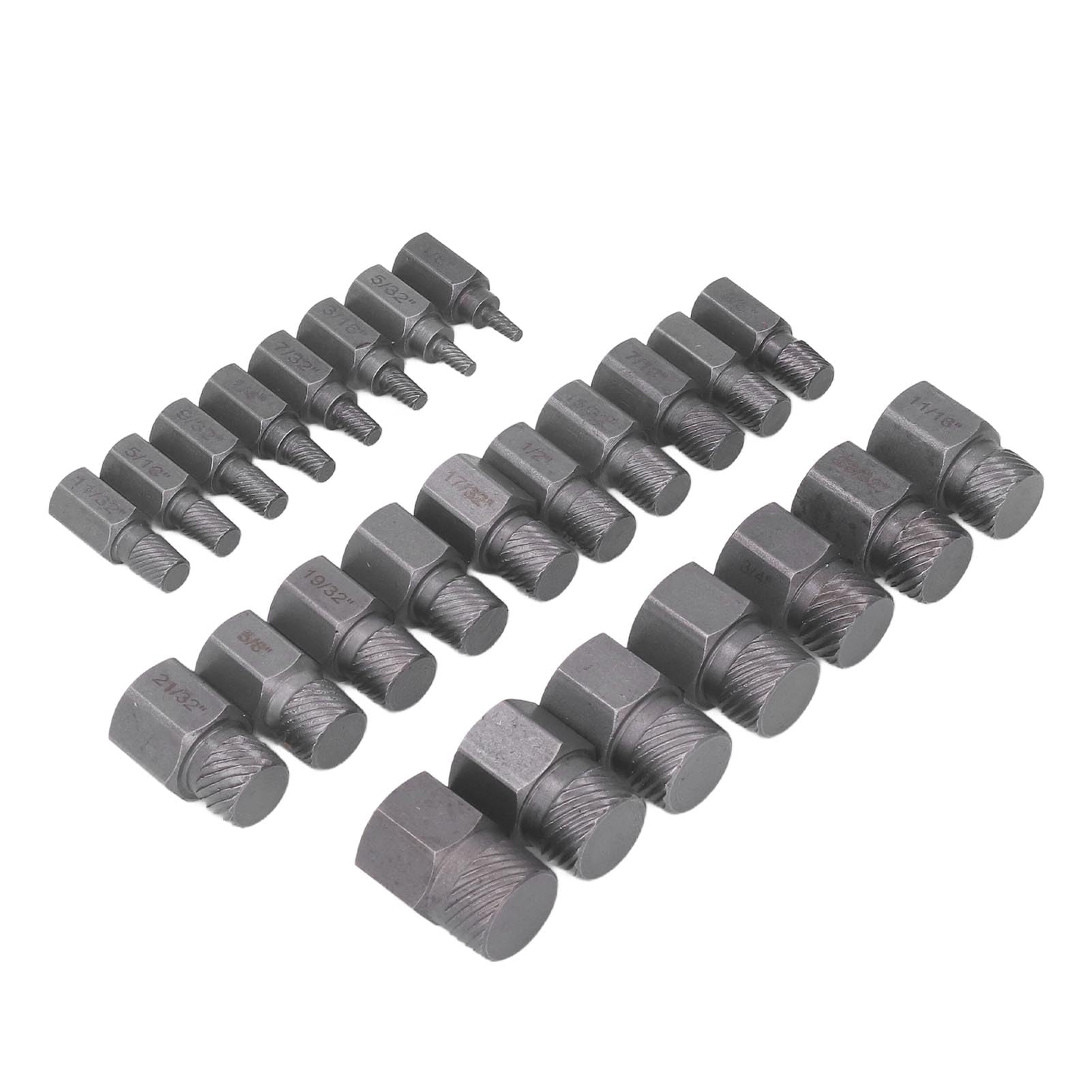 Garosa Juego de Extractores de Pernos, 25 Piezas Extractor de Pernos Dañados de Acero Al Cromo Molibdeno, Herramienta de Extracción de de Tornillo Estándar en Pulgadas con Tamaños de 1/8 a 7/8
