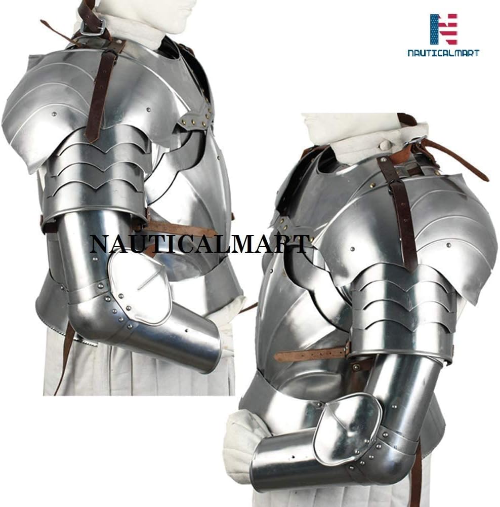 Medieval Knight Body Armor Breastplate Back Plate with Complete Arms Set