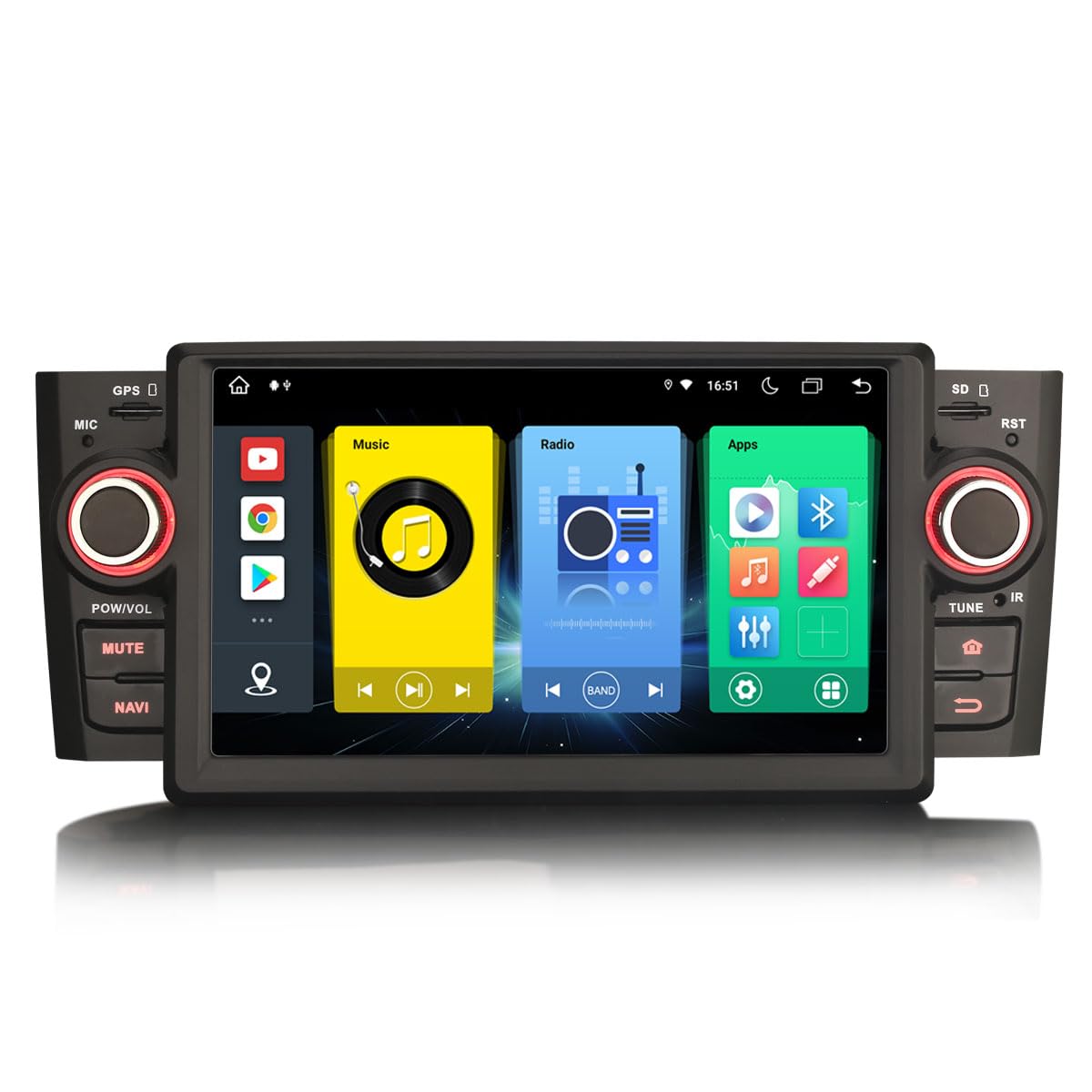 Erisin 7 Pollici 8-Core Android 14 Autoradio Navigatore GPS per Fiat Punto Fiat Linea, Supporto Schermo tattile IPS Wireless CarPlay Android Auto Bluetooth DSP DAB+ WiFi 4G LTE OBD2 4GB+64GB