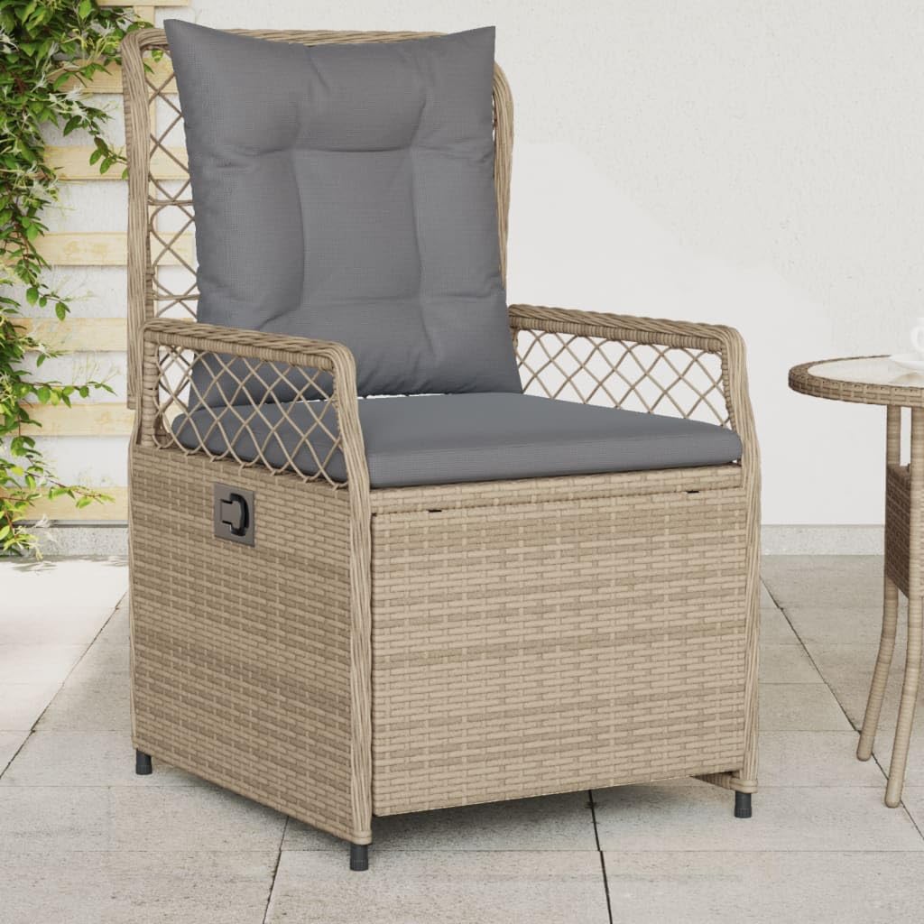 Fauteuils de jardin en polyrotin beige extérieurs réglables résistants intempéries stable