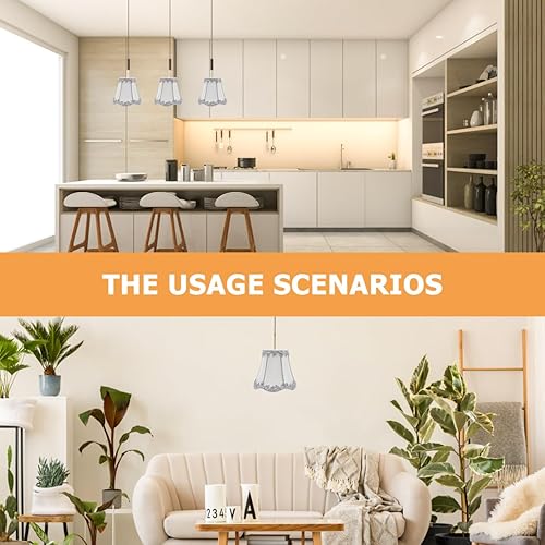 Miniatura 3 de Baluue Pantalla retro de tela, pantalla de lámpara pequeña con clip, pantalla de lino natural hecha a mano con flores, adecuada para lámpara de