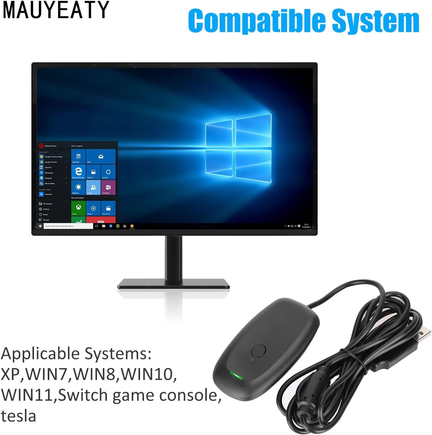 Game Controller Adapter, Effective Range 30 feet, Compatible with Windows 11/10, Supports up to 4 Controllers & headsets (Black)