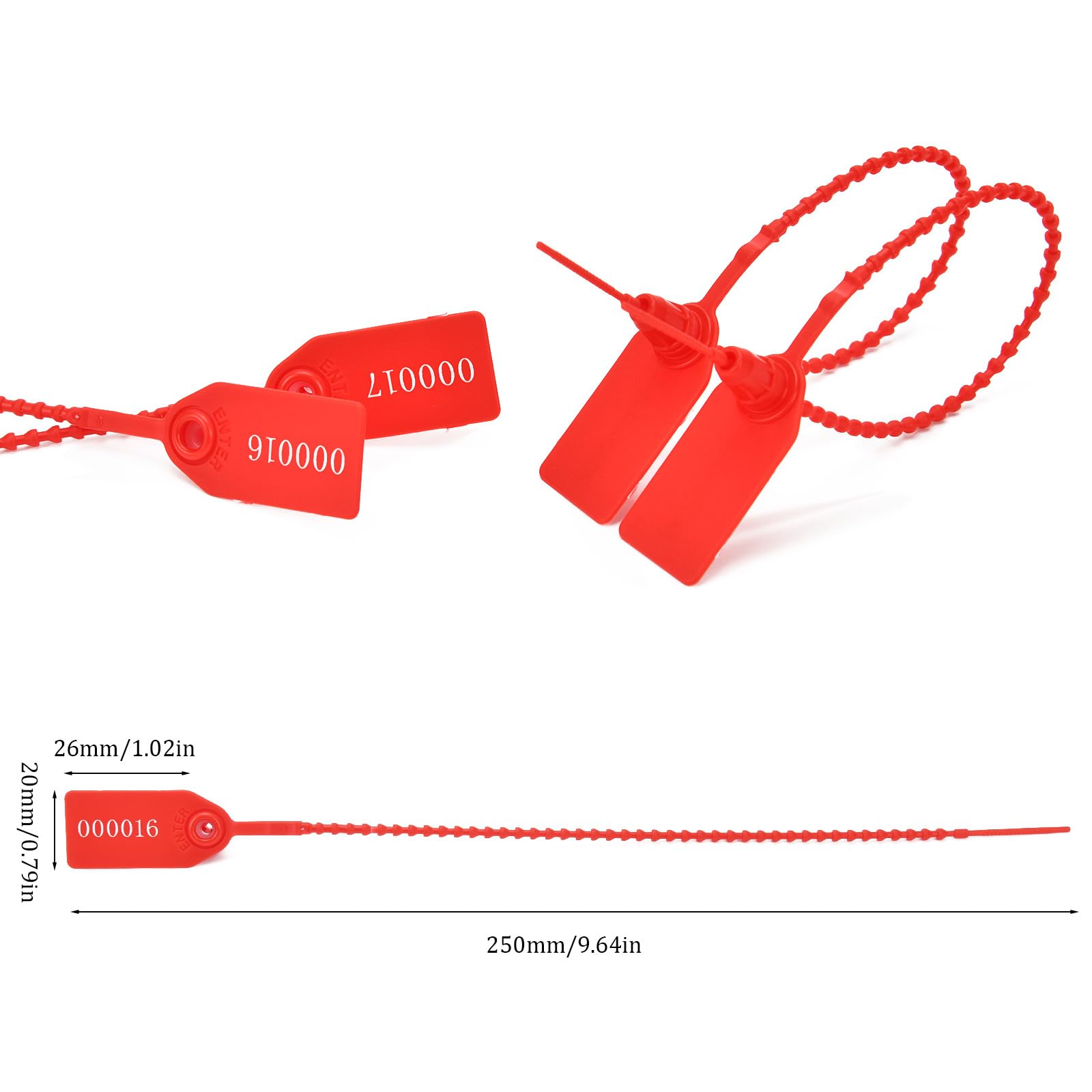 Lot de 100 attaches autobloquantes en plastique pour extincteurs - 250 mm de long - Rouge
