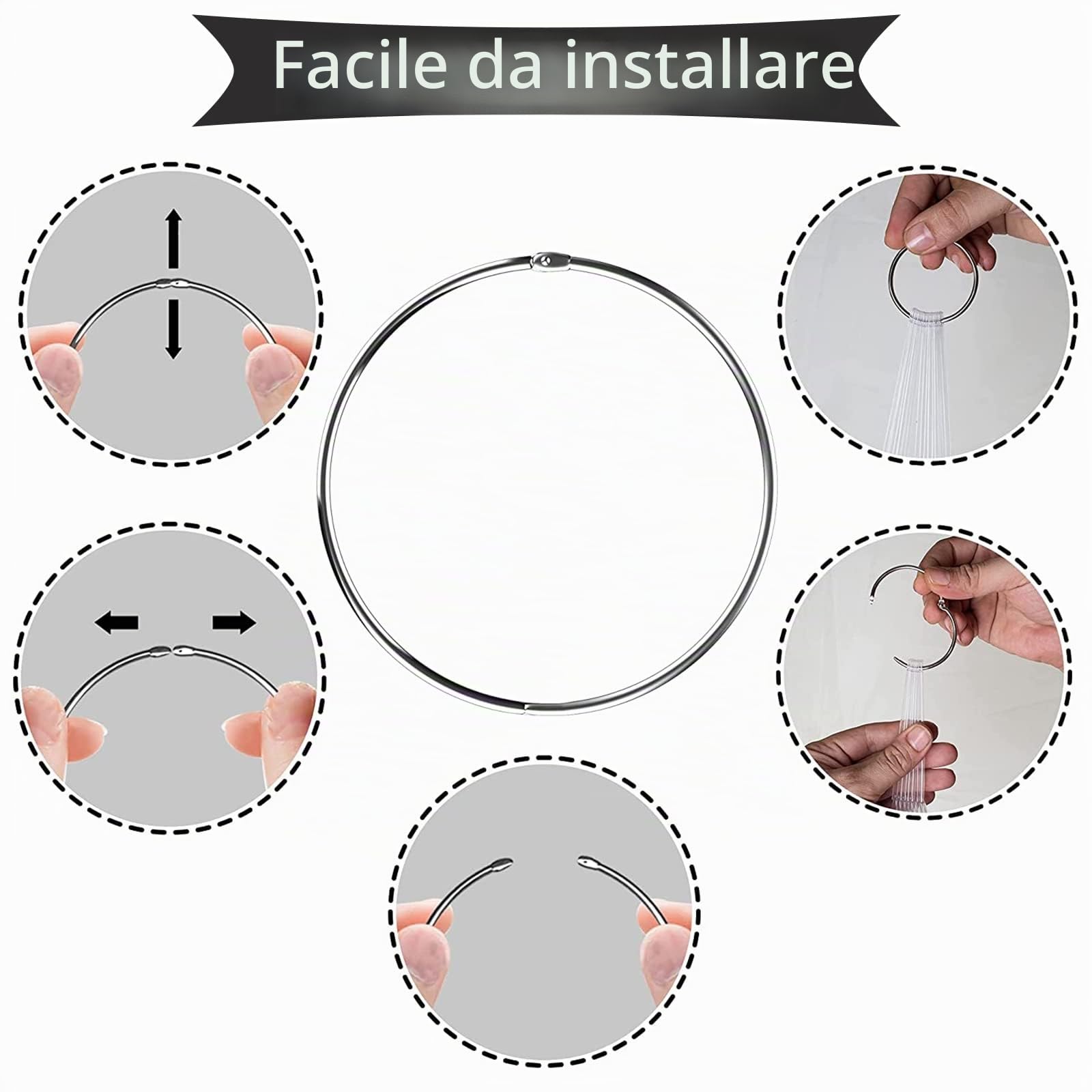 Unghie Finte per Espositore, per Prova Smalto, Mensola per Ventola Finta con Anello in Metallo