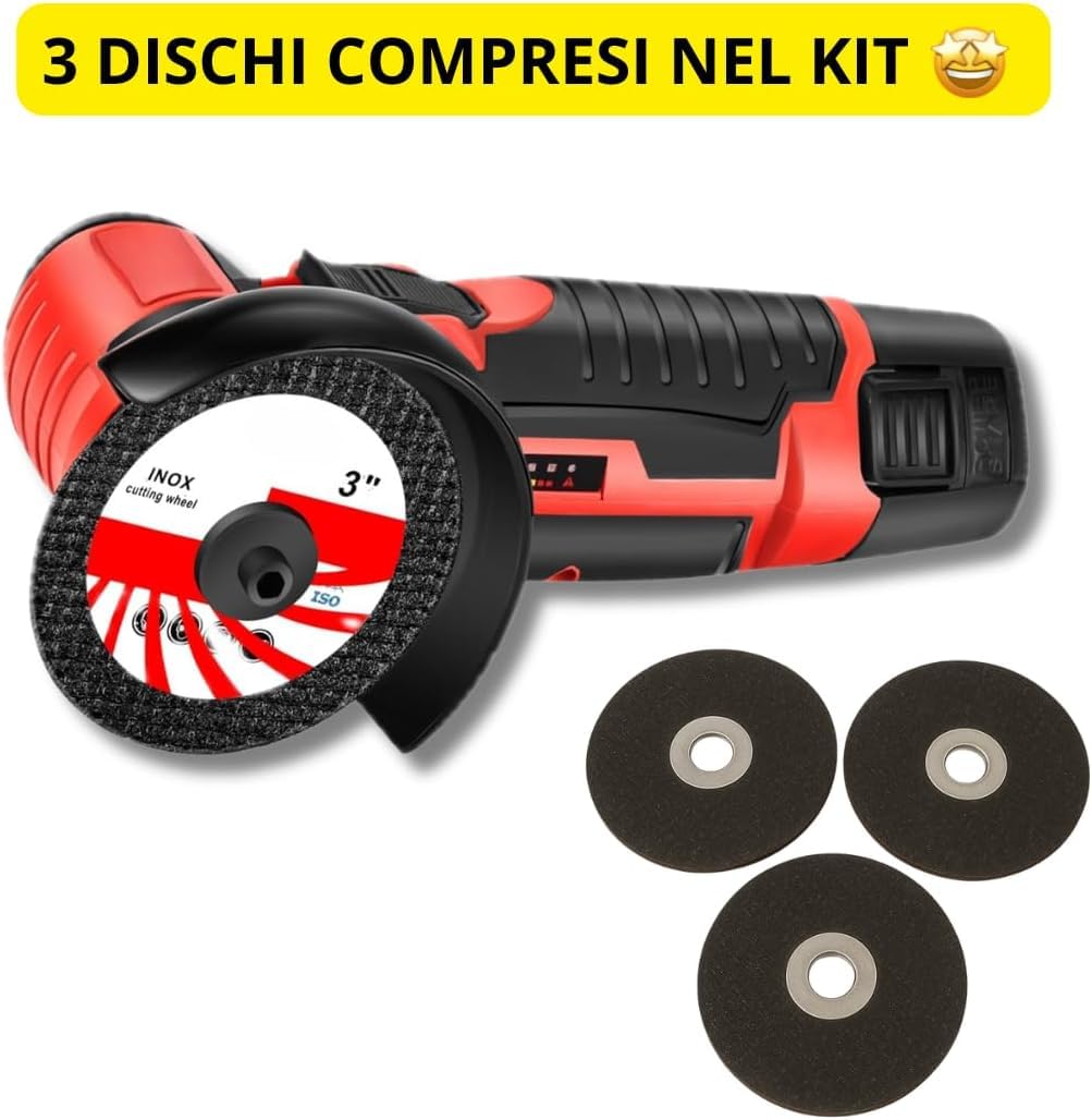 Set 3 in 1 Saldatrice inverter 400A MMA IGBT con Display LED con Cavi e Maschera + Mini Avvitatore + Mini Smerigliatrice con 3 Dischi da 3" Doppia Batteria da 48V e Caricatore