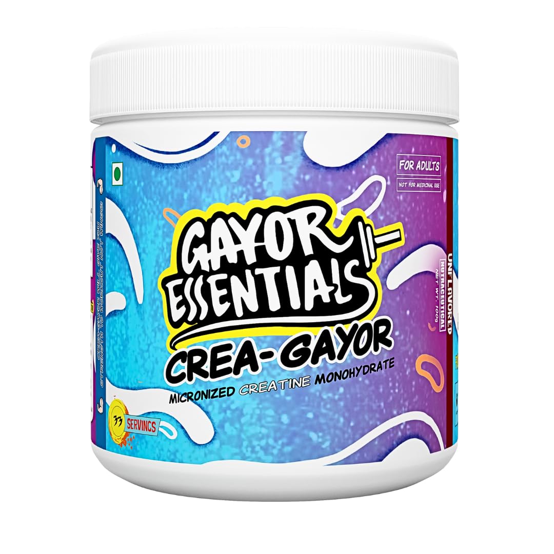 Sponsored Ad - Gayor Essentials Crea-Gayor Micronised Creatine Monohydrate Boost Strength Power, Lean Muscle Growth & Recovery Fast Absorption Gym Supplements Men Women (Unflavoured,100g)