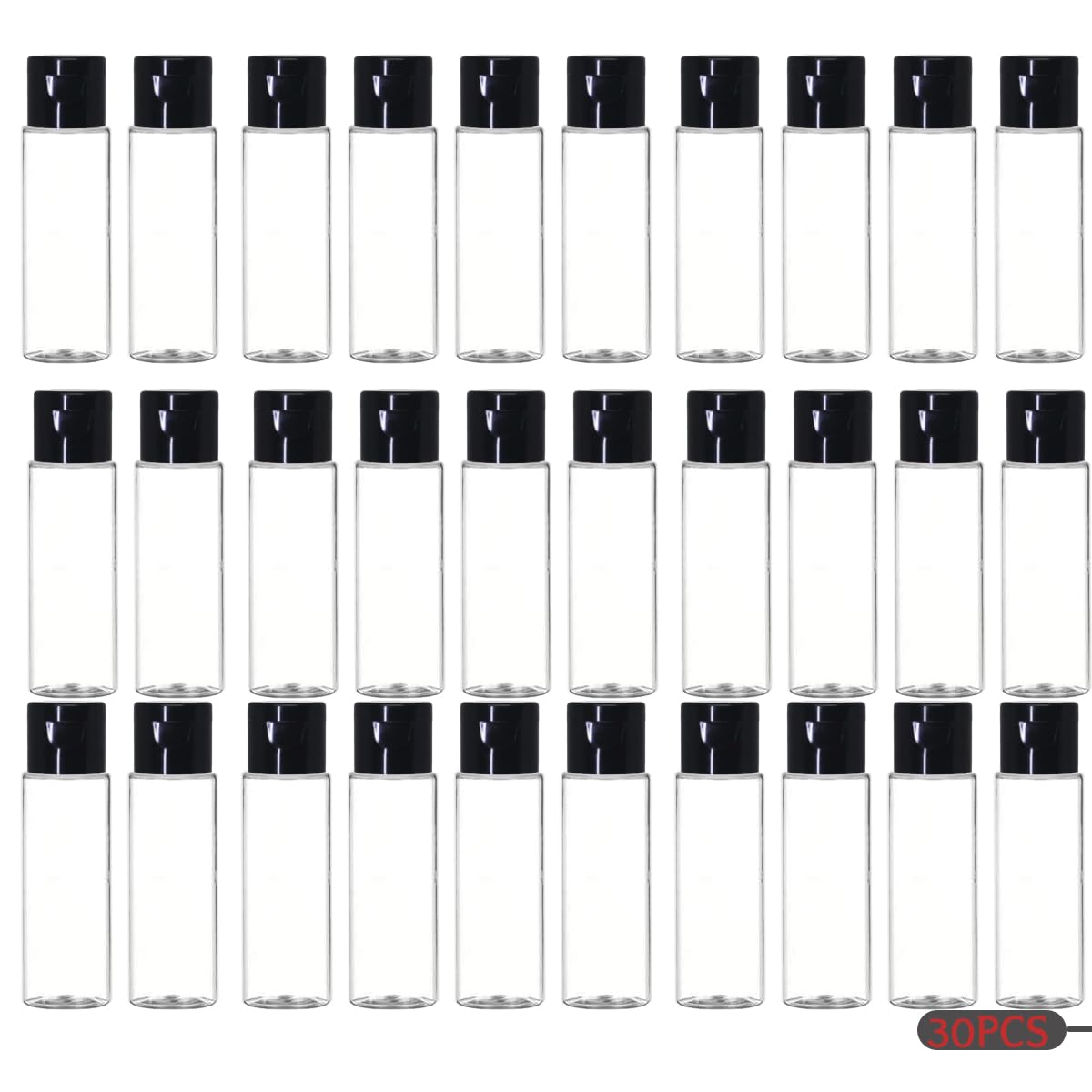 30ml Clear Plastic Refillable Travel Bottles with Black Flip Cap, Leak Proof, BPA-Free Empty Bottle (Pack of 30)-image-49