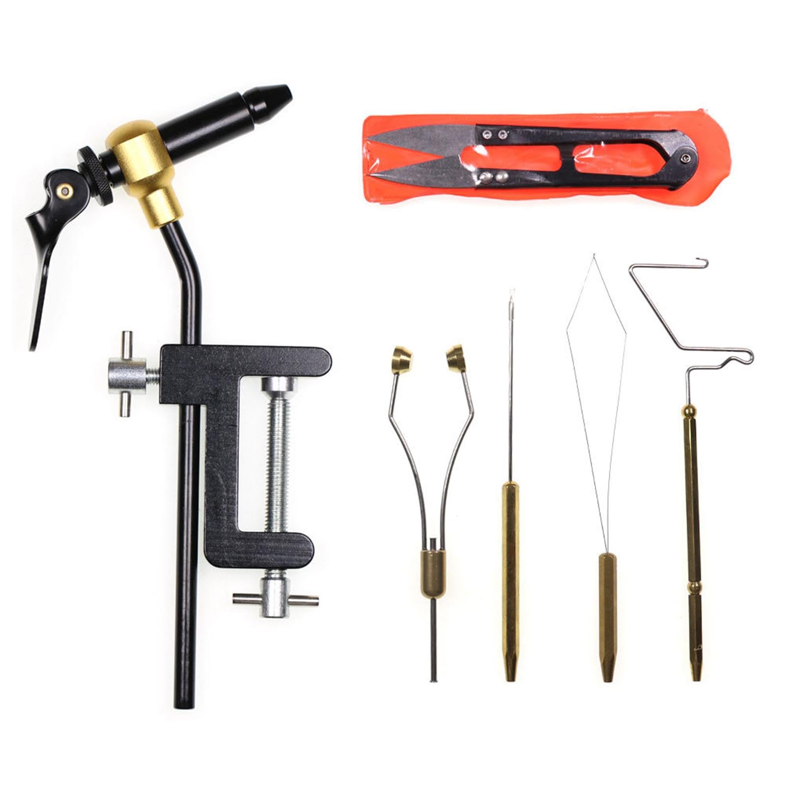 Kit di attrezzi per la pesca a mosca, Kit per la creazione di esche artificiali per la pesca a mosca, Kit di strumenti robusti in metallo per la realizzazione di mosche, Strumenti portatili per legare