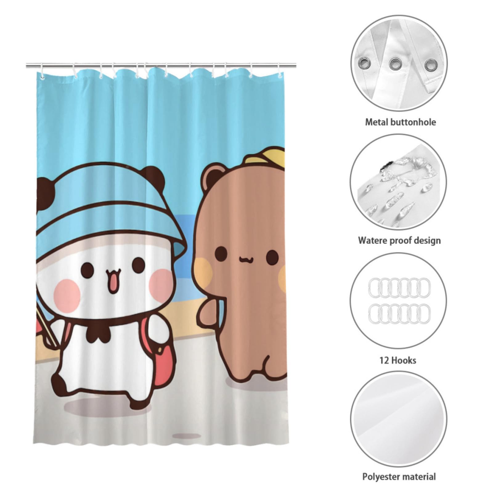 ZGDPBYF Uwu Tenda da doccia per bagno Bubu Dudu, tenda divisoria impermeabile progettata per la decorazione della casa, come da immagine, 183 x 183 cm
