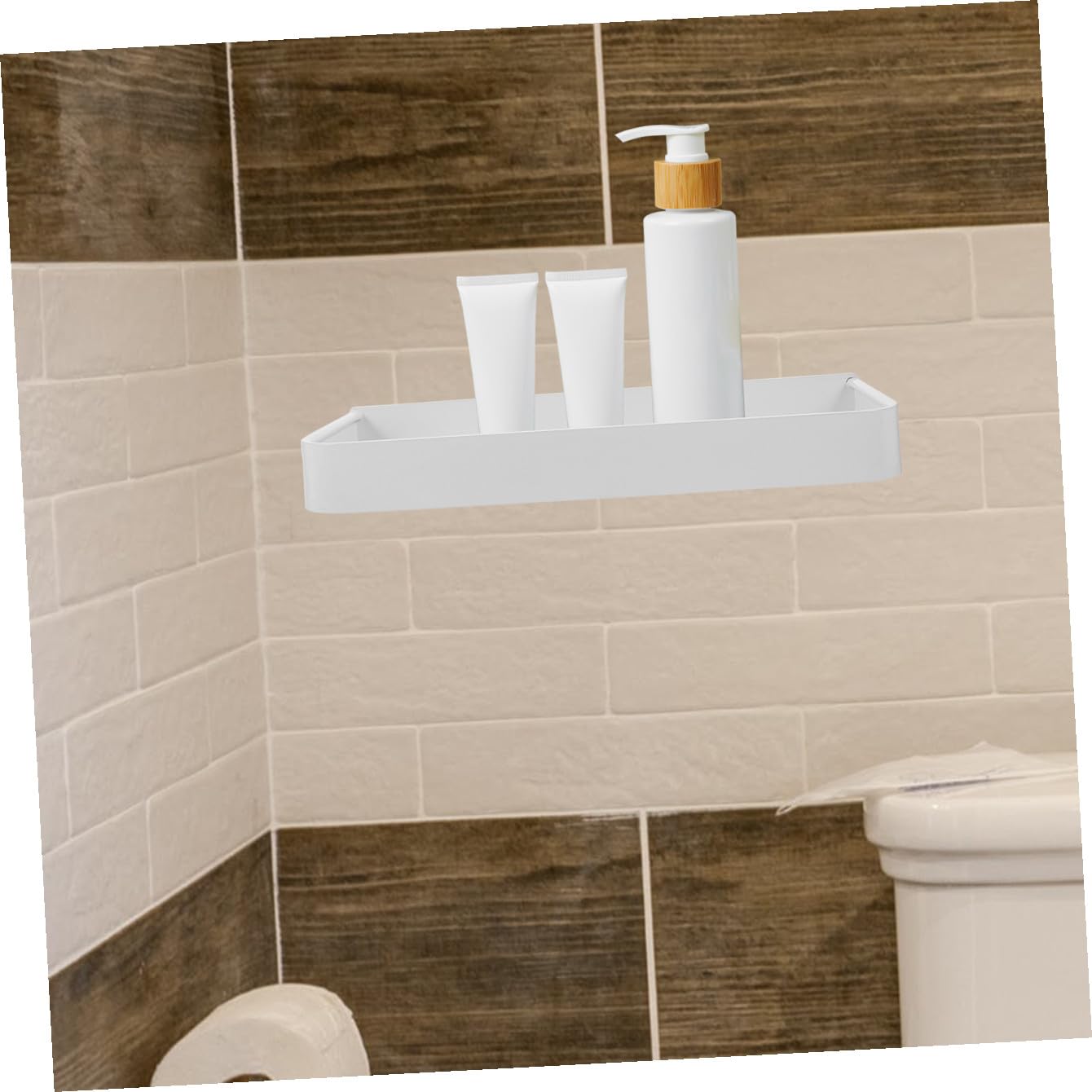 Estante de Baño de Pared Adhesivo Blanco 30cm, Aluminio Espacial