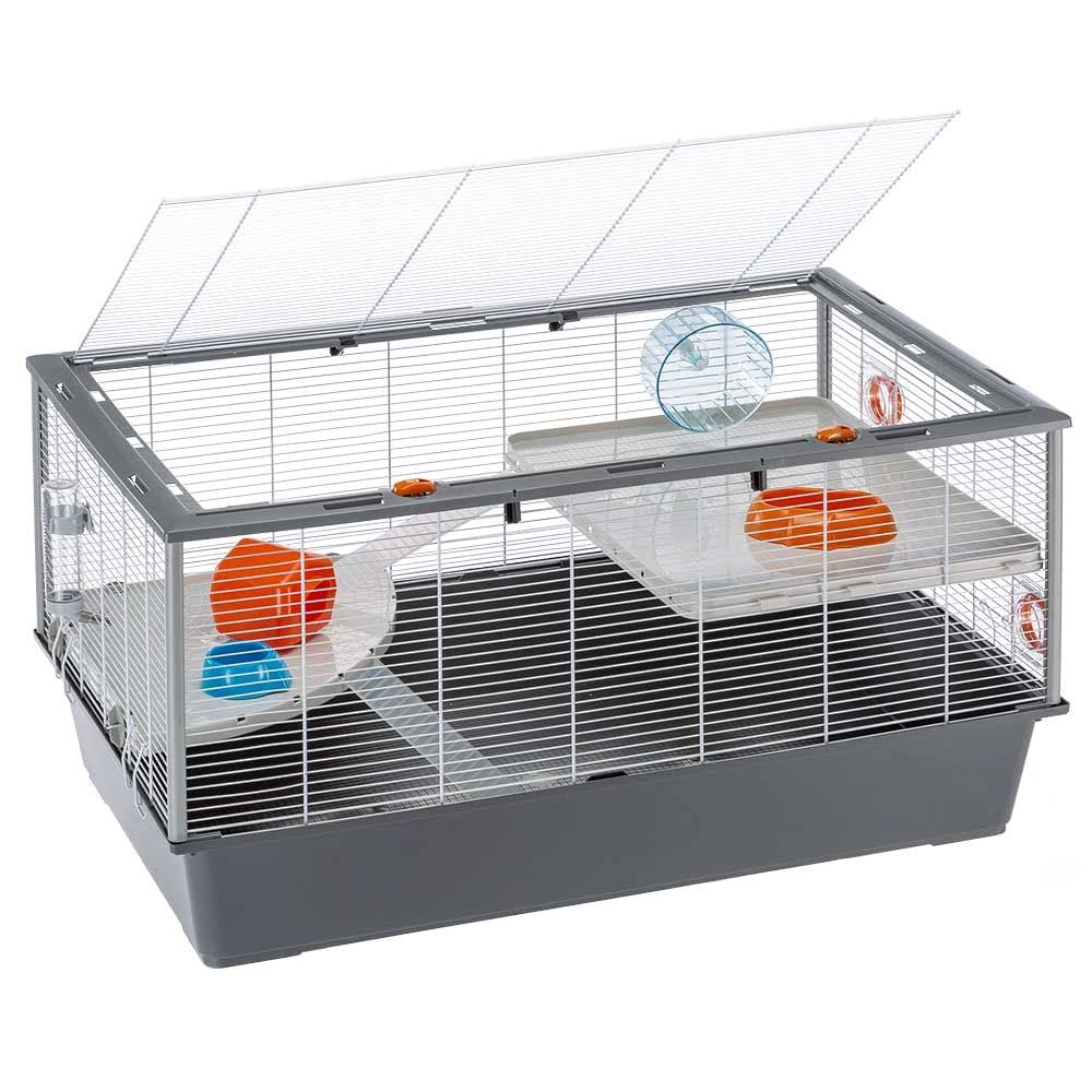Ferplast CRICETI 100 Large Hamster Cage - Spacious Multi-Level Habitat, Exercise Wheel & Accessories | Easy Access, Deep Base for Bedding, 95x57x50 cm