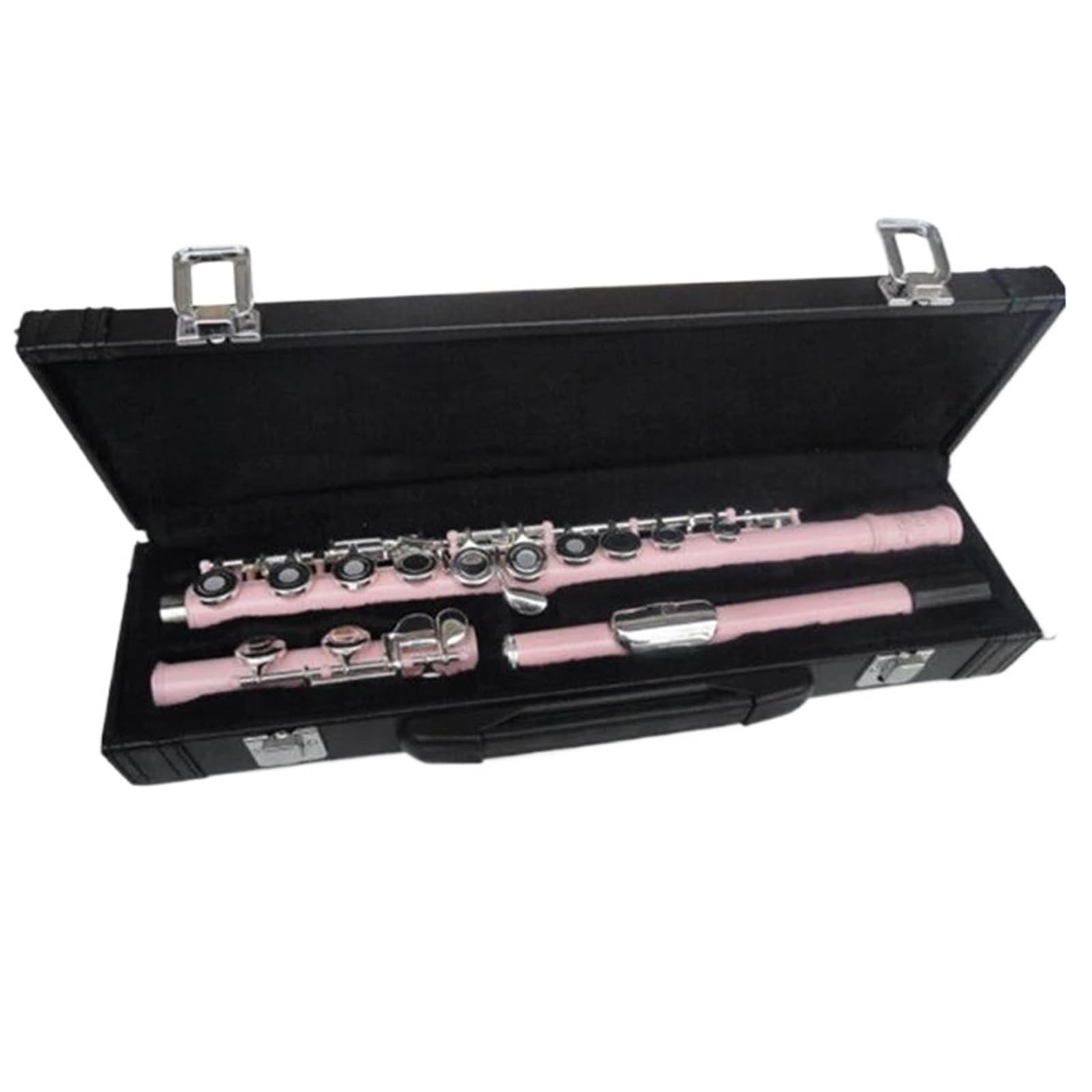 Classic Flet Poprzeczny Różowy Flet C Ton 16 Otworów + Klucz E Otwarty Srebrny Instrument Muzyczny Flet Z Pudełkiem