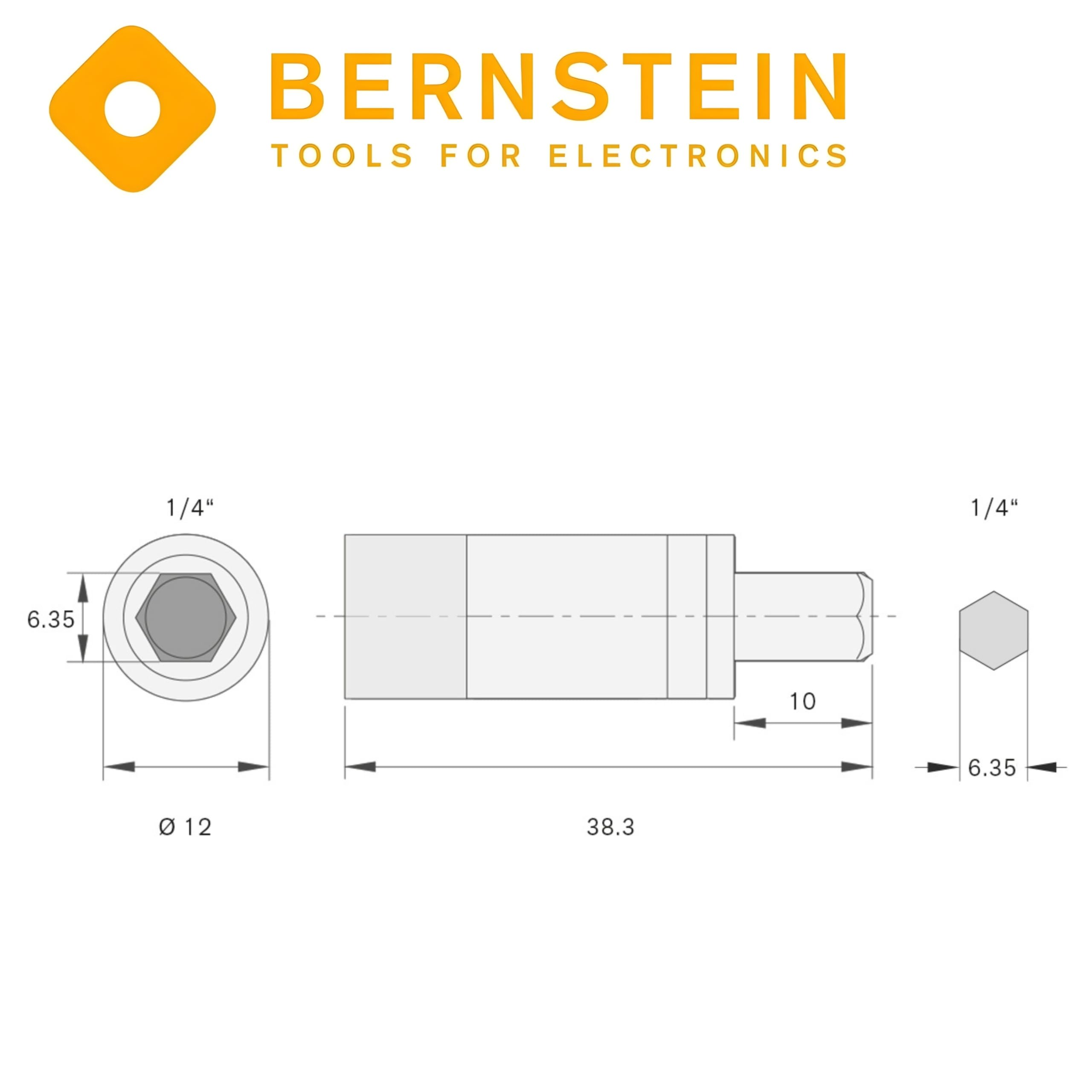 BERNSTEIN 4-987 Drehmoment-Begrenzer Adapter 4.0 Nm, für 1/4 Zoll Bits | Prozesssicherheit & Auslösegenauigkeit | Präzisions-Drehmoment