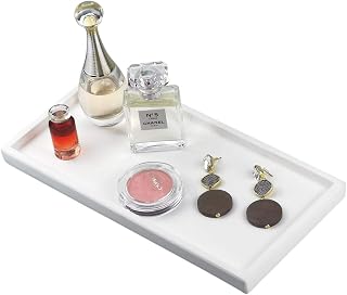 FREELOVE Concrete Decorative Trays, Original Roughness of Concrete with Traces of Handmade and Daily use NOT for Perfectionist, Keep Dry (White, Rectangle 5.3''X11'')