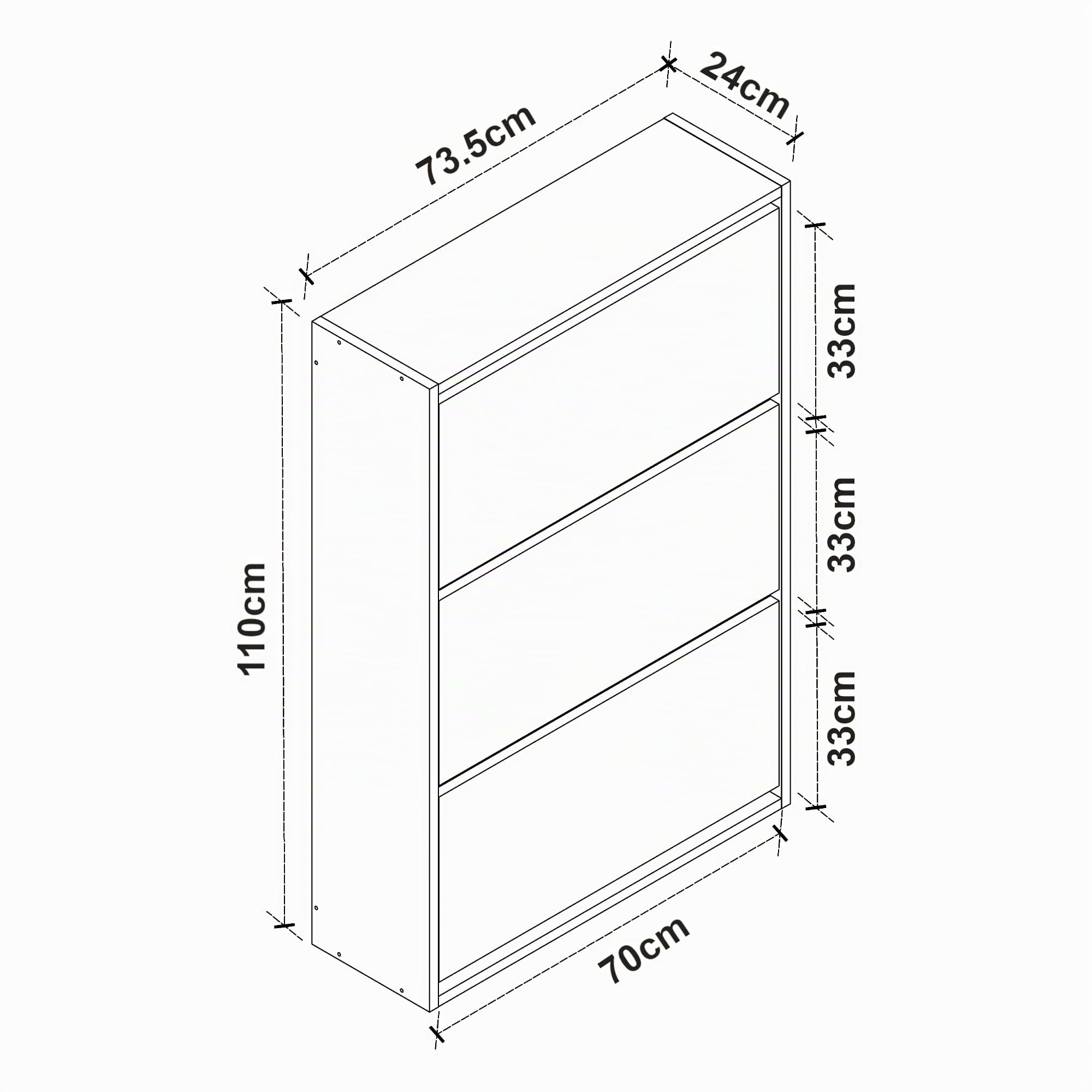 [en.casa] Zapatero para Pisos Pequeños Mueble Recibidor 3 Puertas Abatibles Capacidad máx. 18 Pares de Calzados Aglomerado 110 x 74 x 24 cm - Efecto Roble