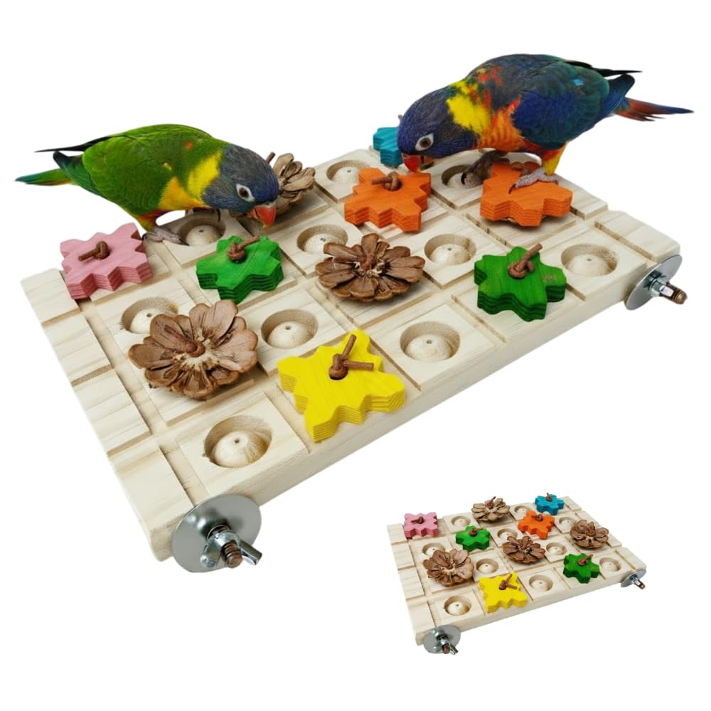Bird Foraging Toys,Wooden Bird Perches Stand for Lovebirds, Small Parakeets, Conures, Budgies, Finches Conure Cockatiel