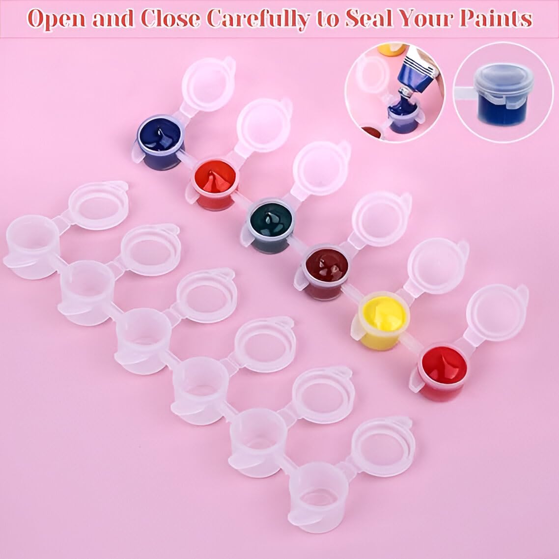 Lansing 72 Pieces Empty Paint Pots – 12 Strips of Acrylic Mini Paint Containers with Secure Lids – Perfect for Organizing and Storing Paints in Classrooms, School Arts and Crafts Activities - Image 6 thumbnail