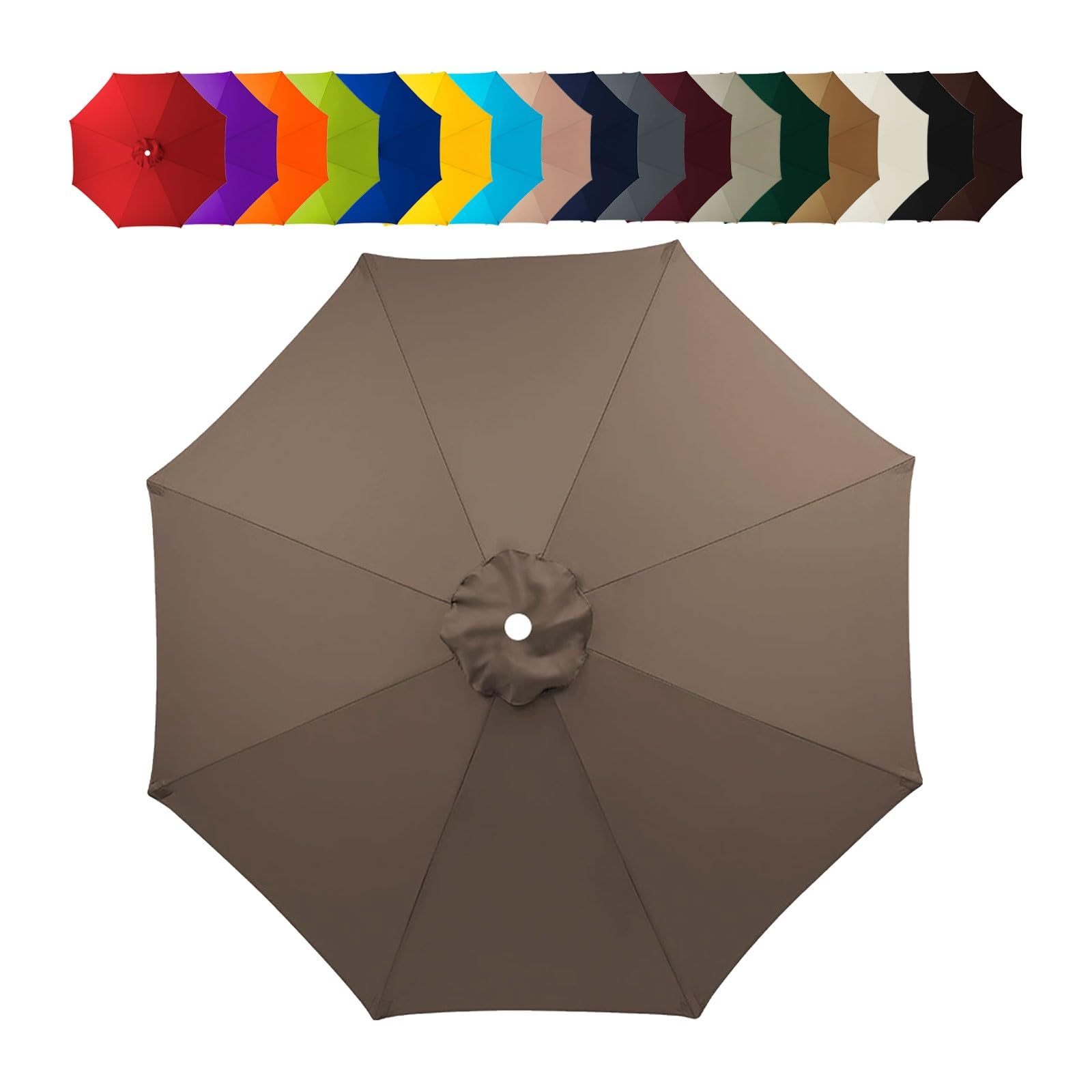 Replacement Parasol Canopy 2.0m/2.5m/2.7m /3.0m 6 Arms/8 Arms Parasol Replacement Canopy Garden Umbrella Replacement Canopy Cover Parasol Umbrella Replacement Cover Replacement Parasol Fabric Cover(Br — image 1
