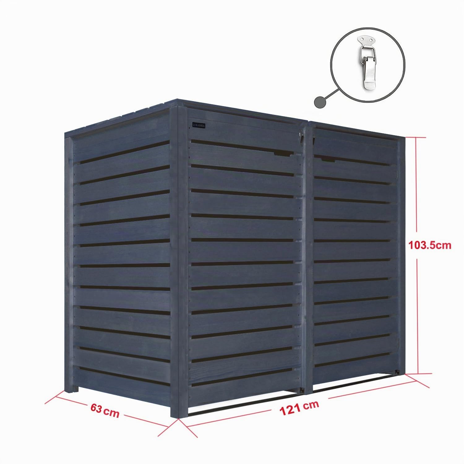Mülltonnenbox 2 Tonnen 120L für KLEINE Tonnen Mülltonnenverkleidung HH imprägniert in anthrazit Mülltonnecontainer Mülltonnenabdeckung Holz mit Rückwand